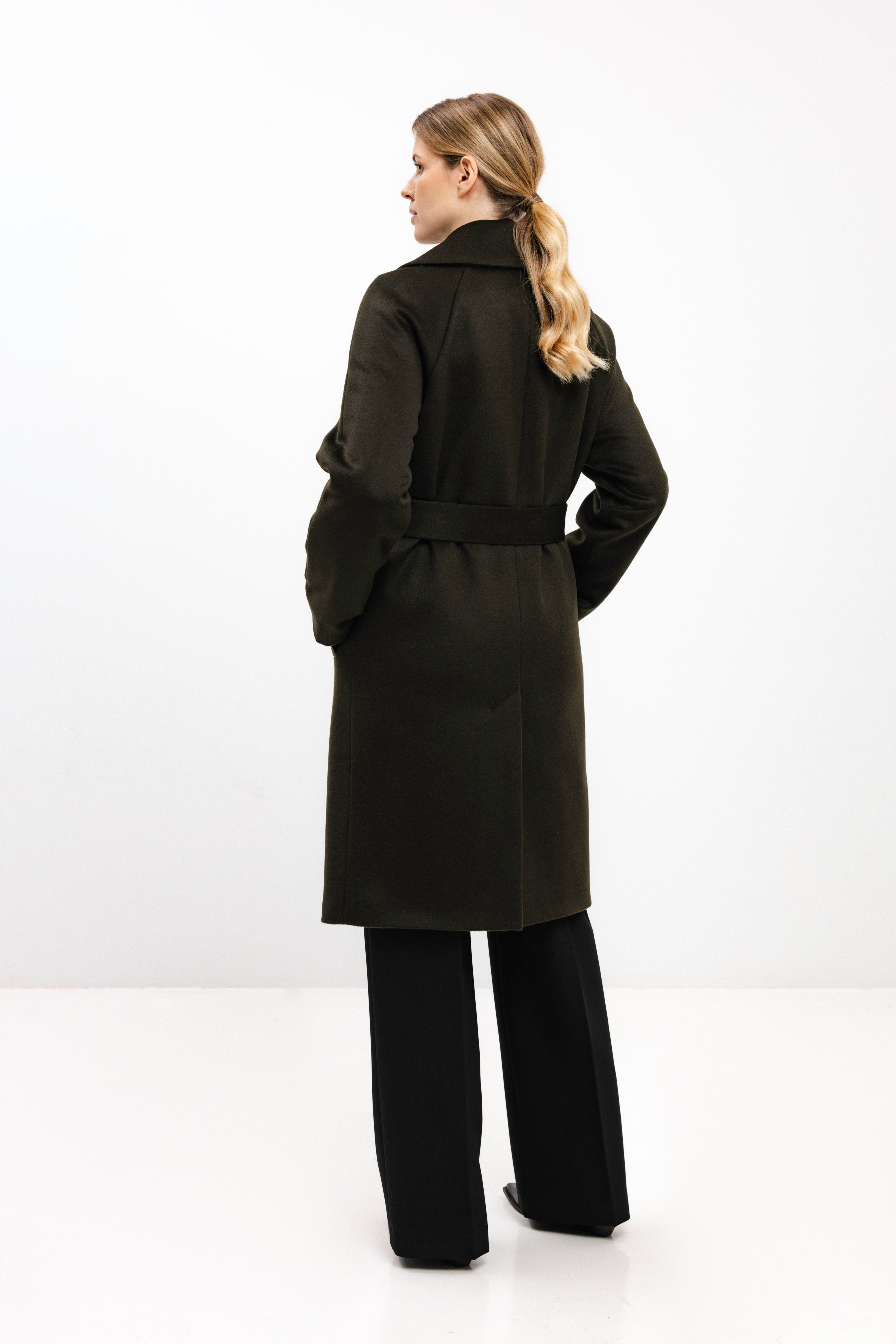 PADDED OLIVE COAT WITH VIRGIN WOOL
