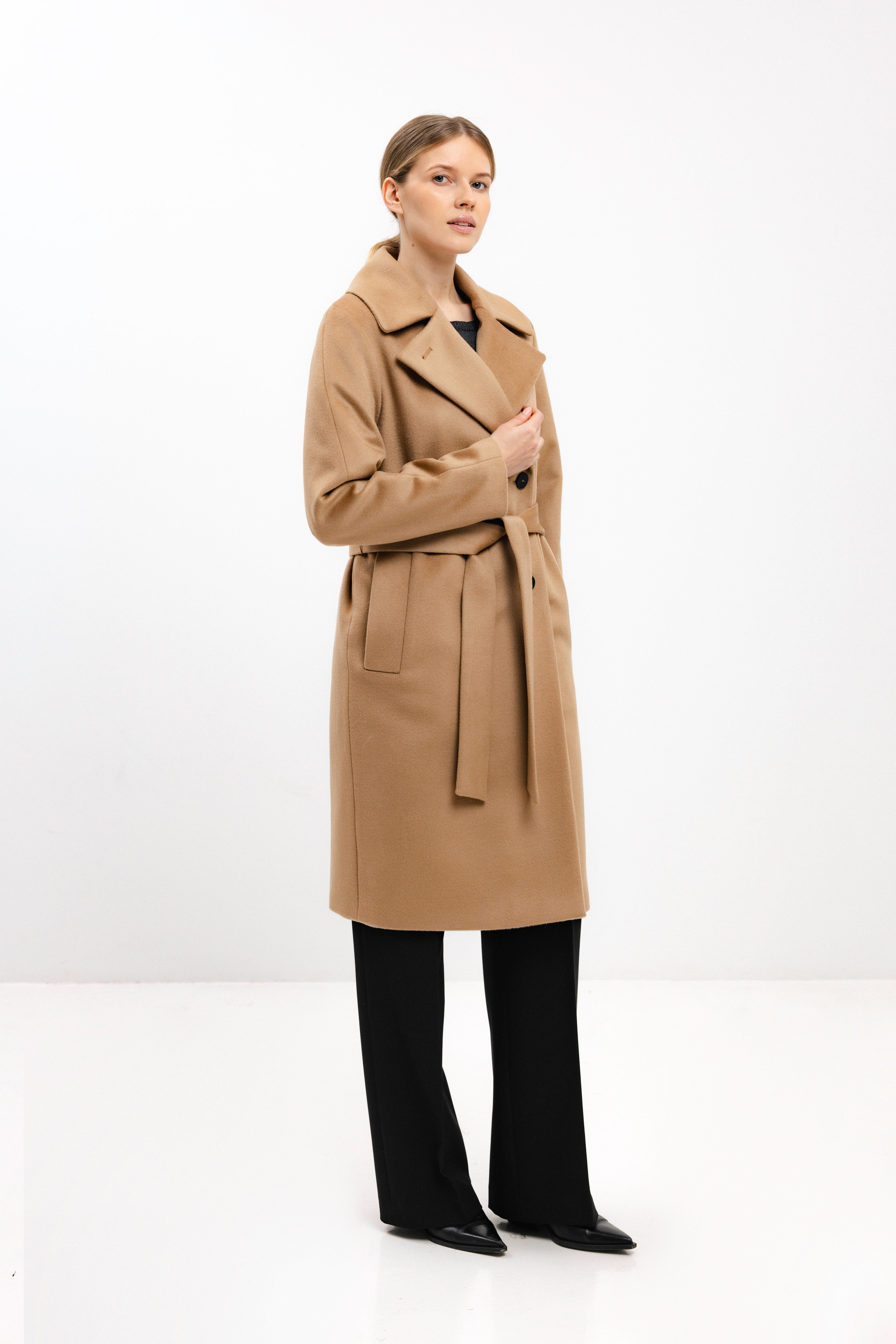 PADDED CAMEL COAT WITH VIRGIN WOOL