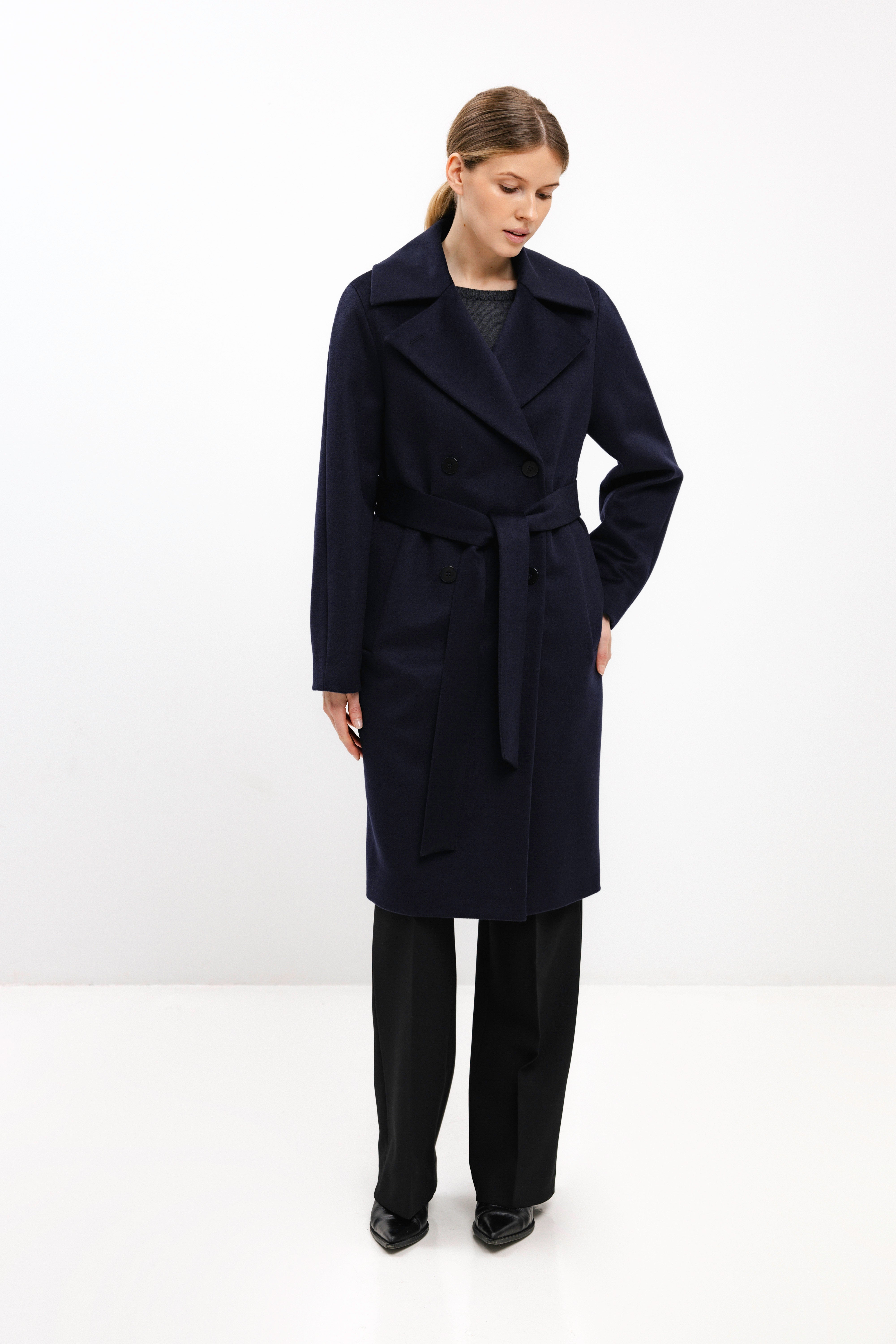 PADDED NAVY COAT WITH VIRGIN WOOL