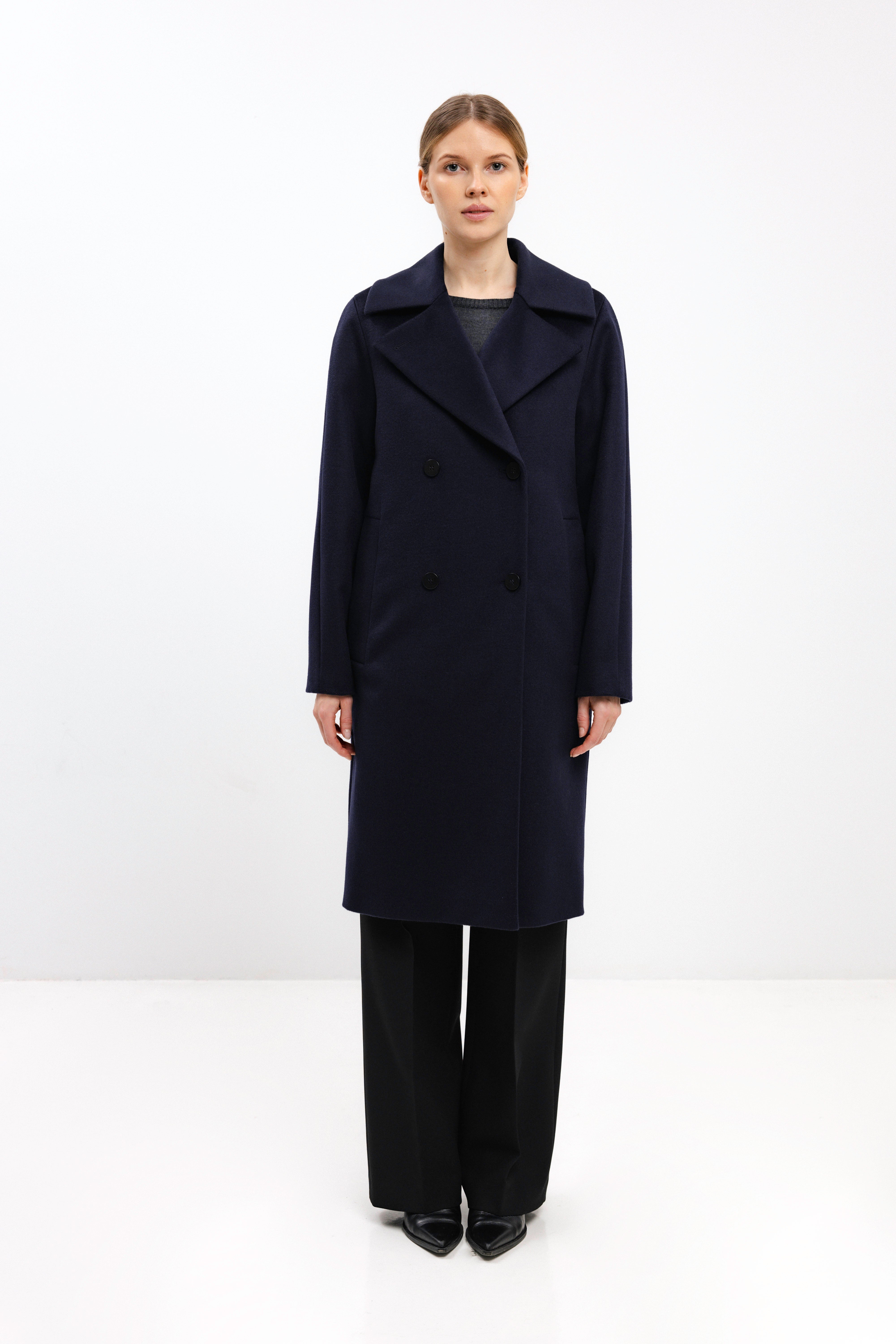 PADDED NAVY COAT WITH VIRGIN WOOL