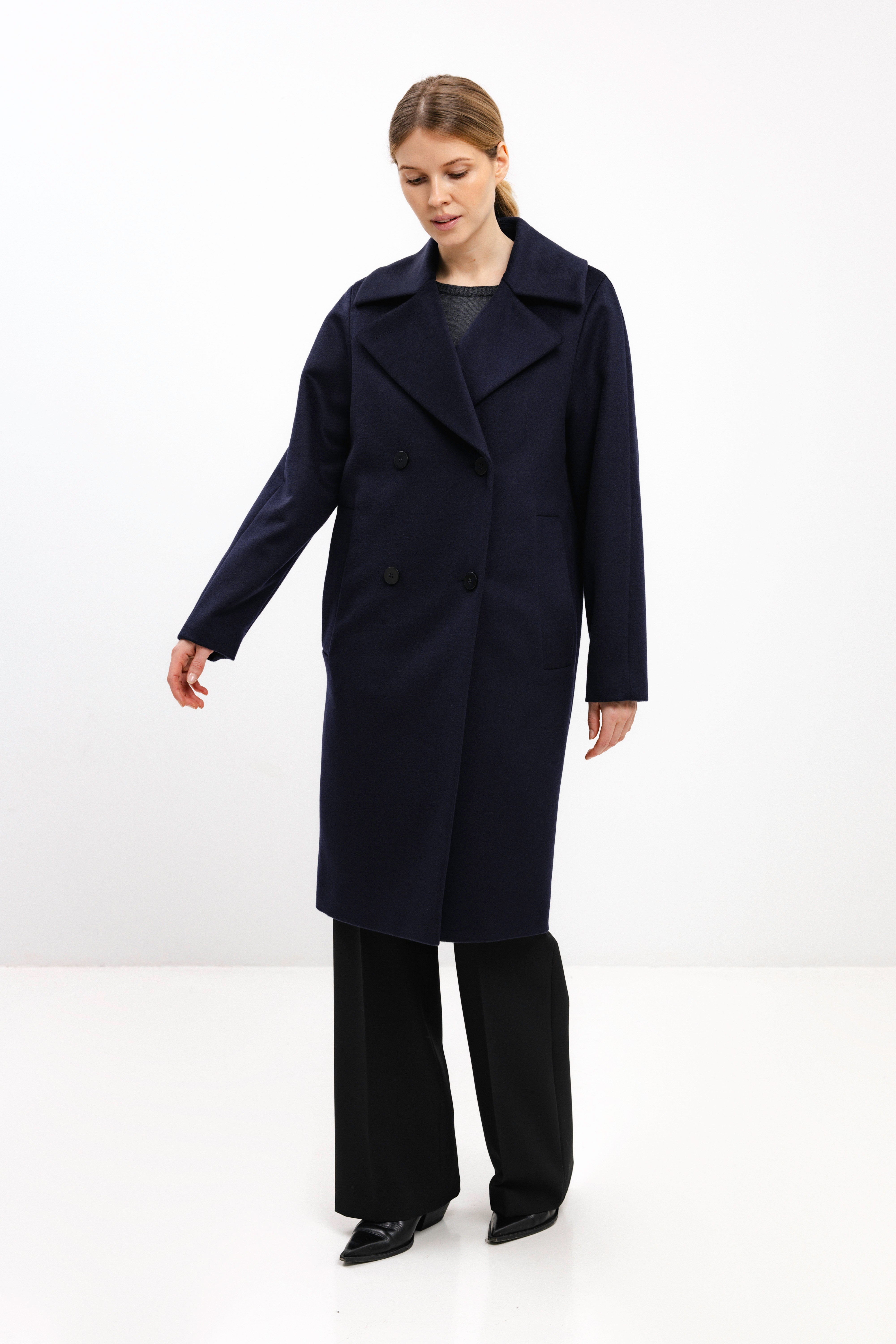 PADDED NAVY COAT WITH VIRGIN WOOL