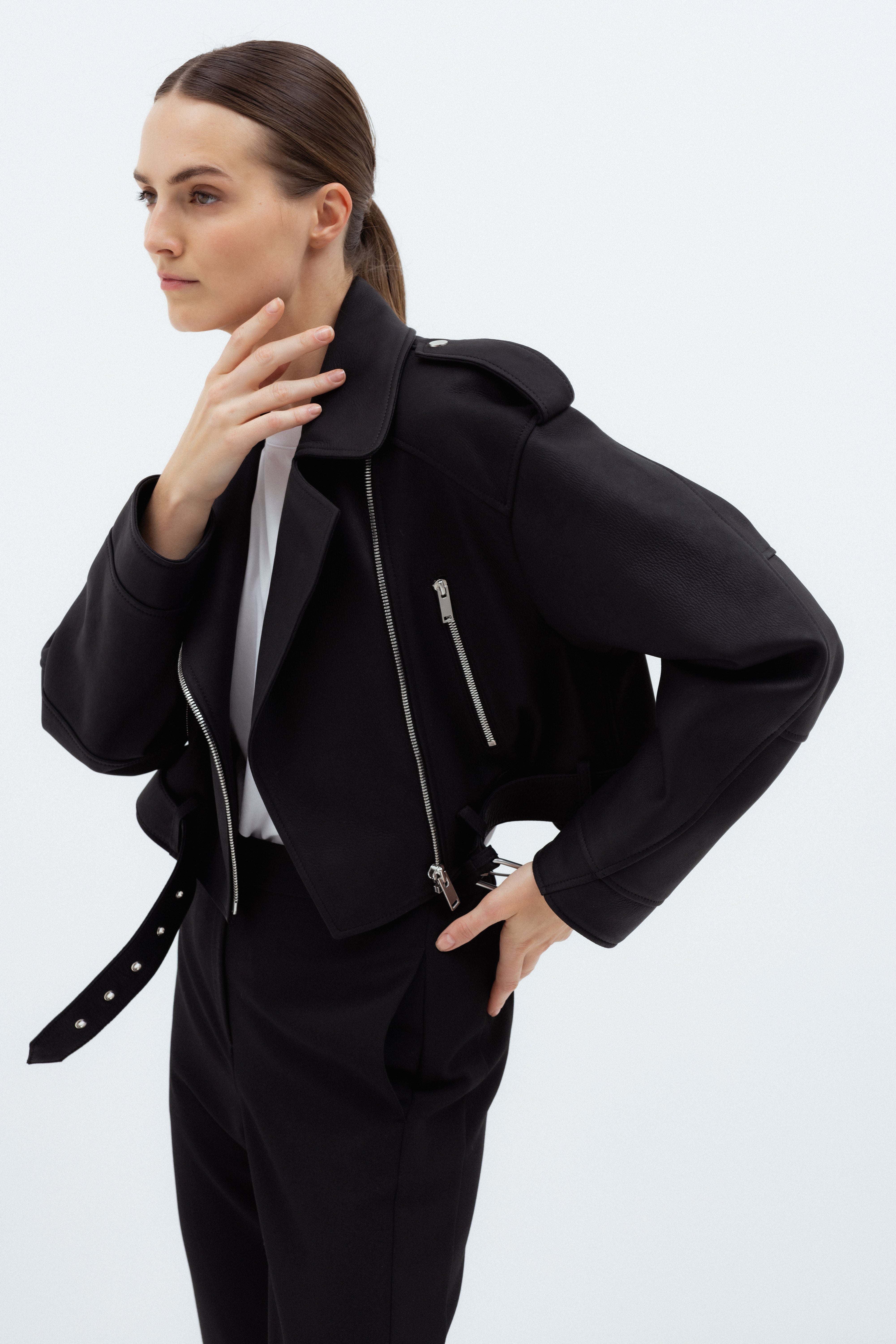 HANDMADE BLACK LEATHER BIKER JACKET