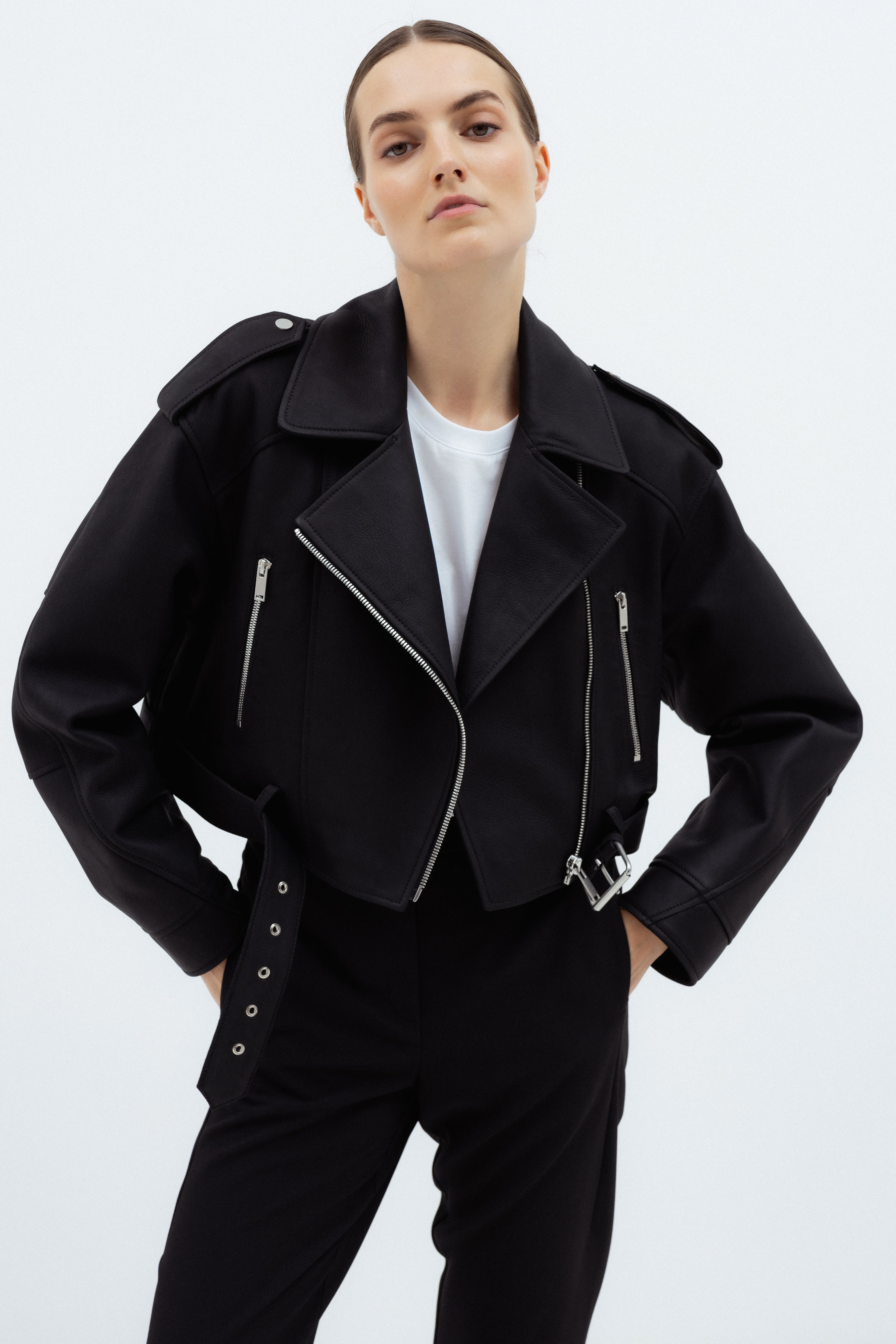 HANDMADE BLACK LEATHER BIKER JACKET