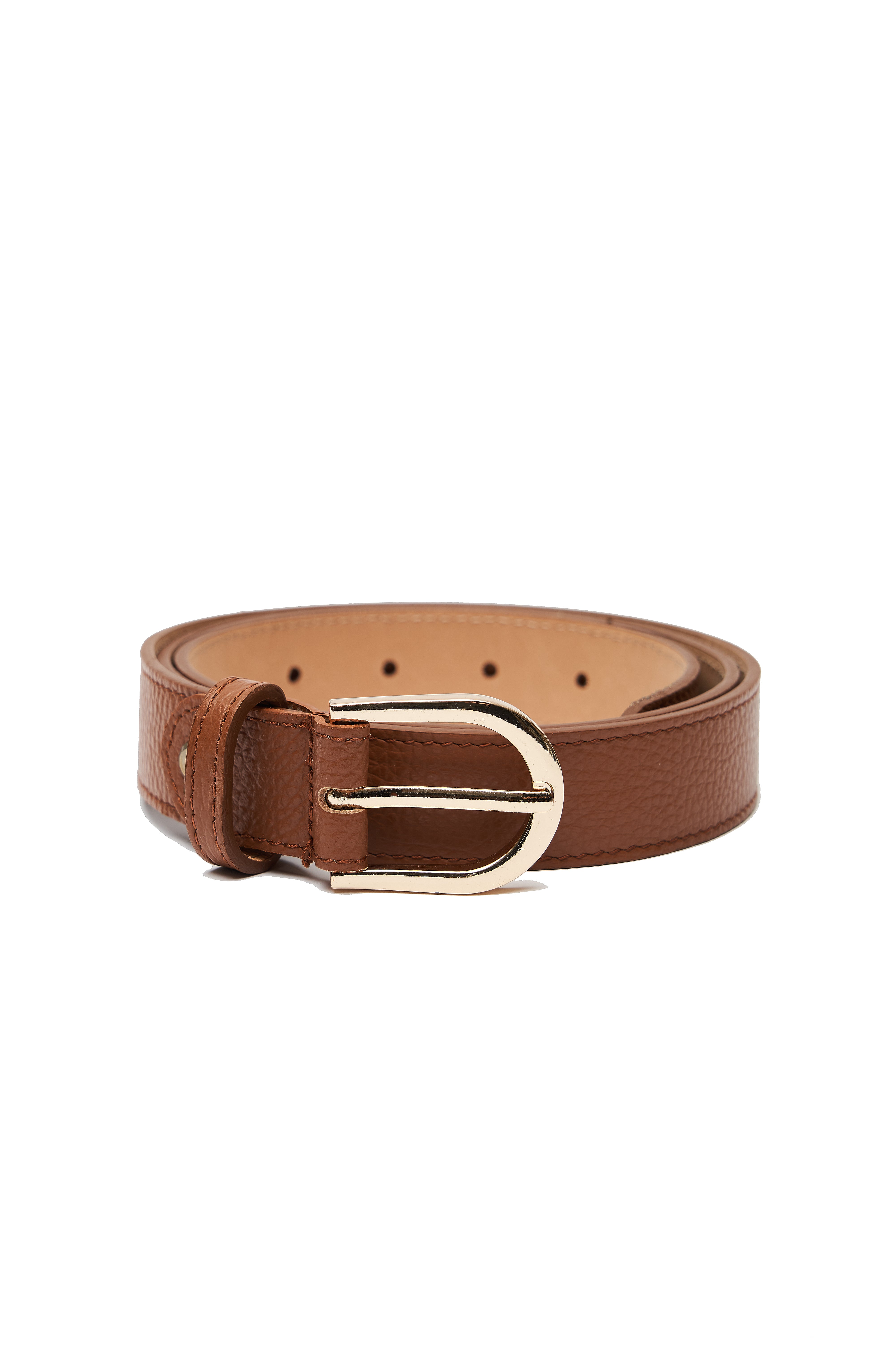 LEATHER BROWN BELT WITH GOLDEN DETAILS
