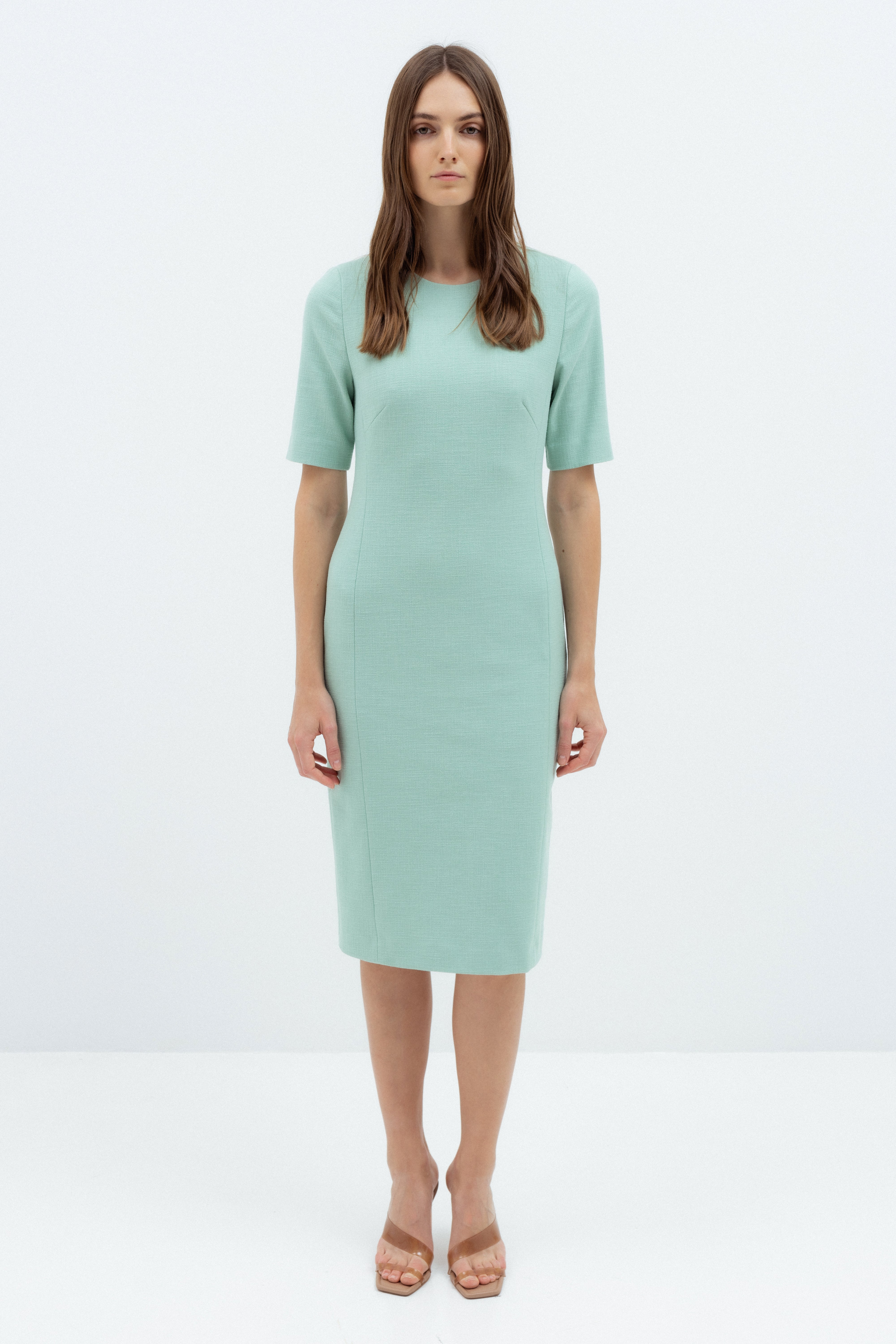 MINT FITTED DRESS WITH SHORT SLEEVES