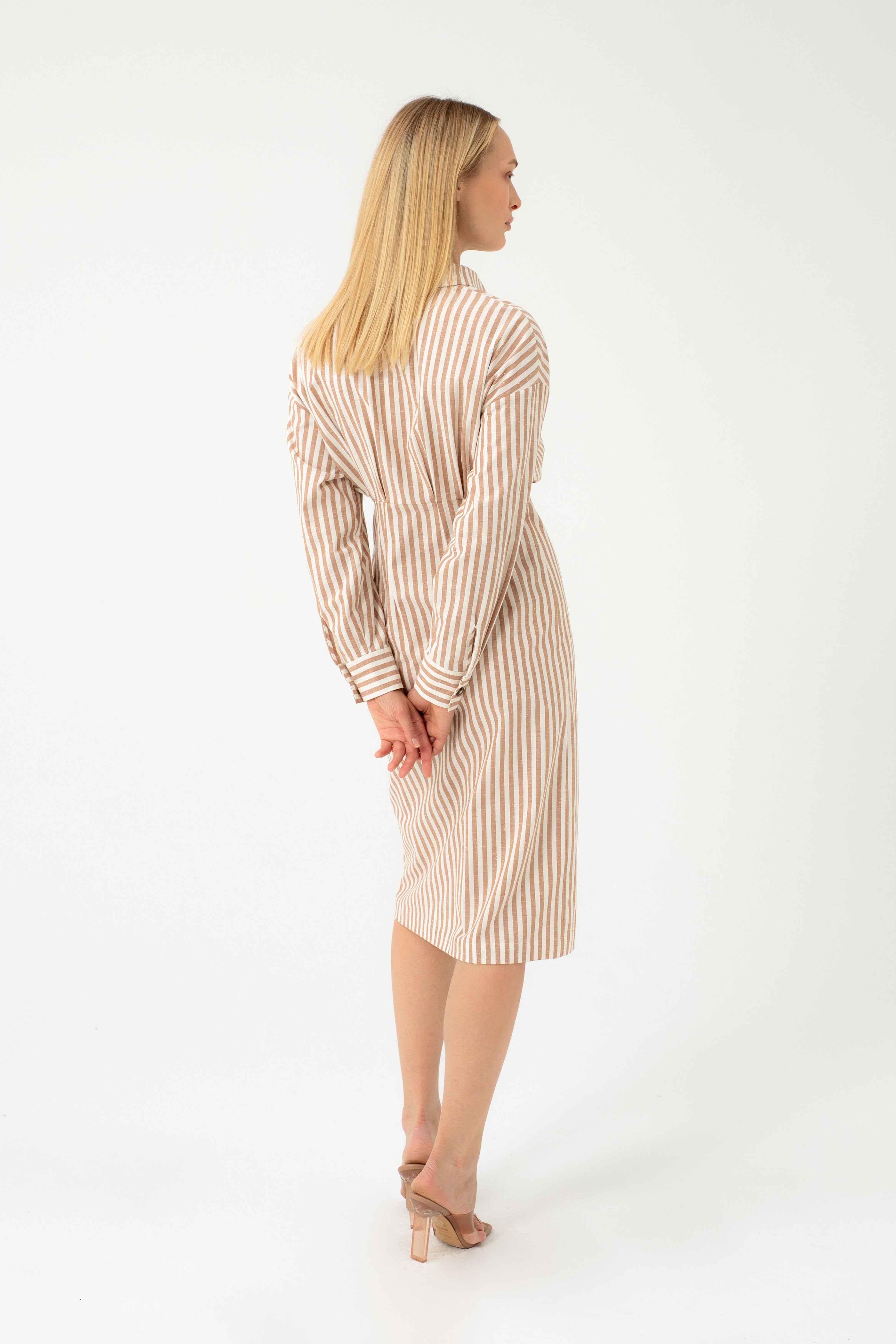 STRIPED DRESS WITH FRONT BUTTONS