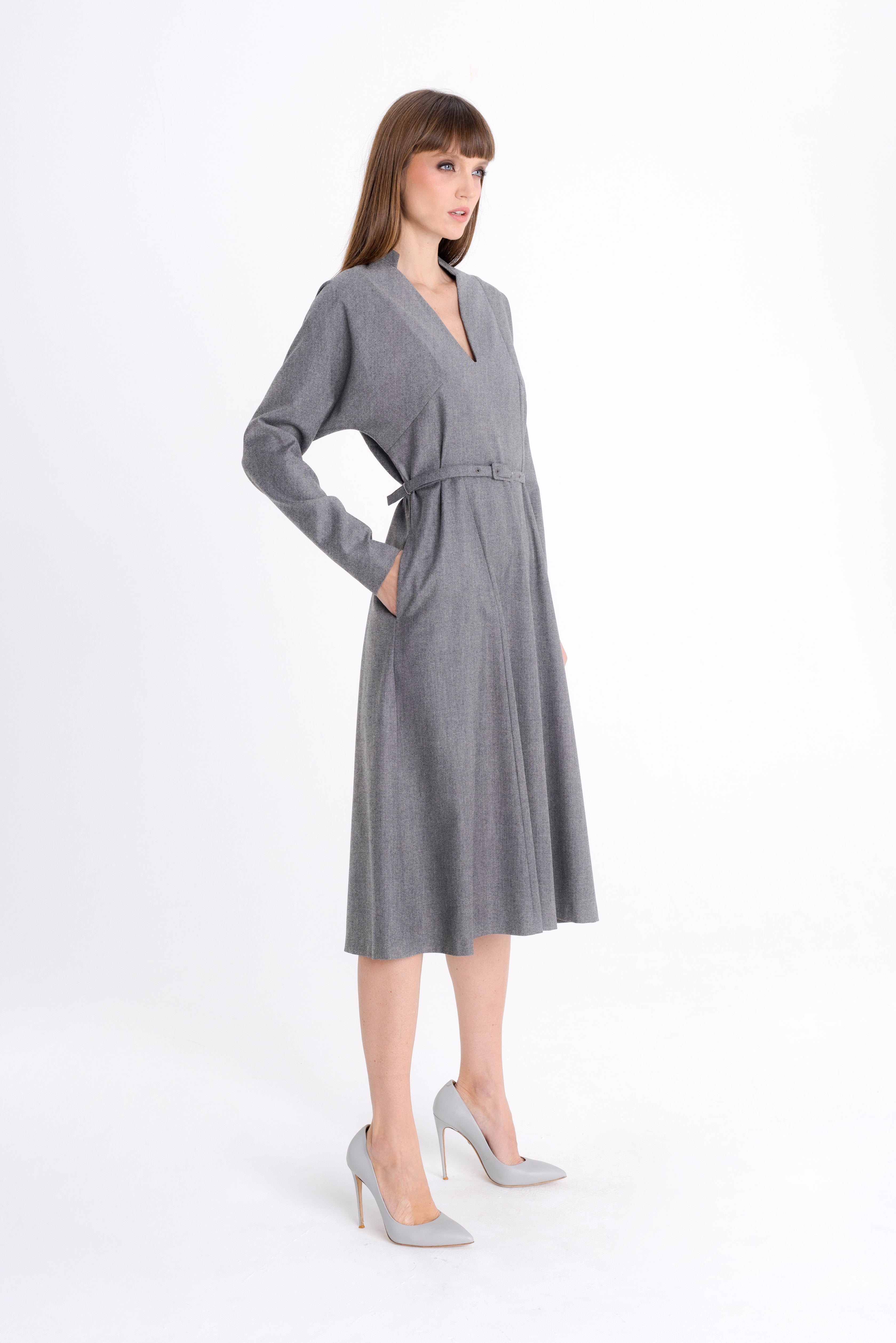 grey dress with belt ELEGANT – InAvati VENDOR COLOR-BLUE WHITE STRIPE that it’s free from Women's Plaid Dress Christmas Size:44x30