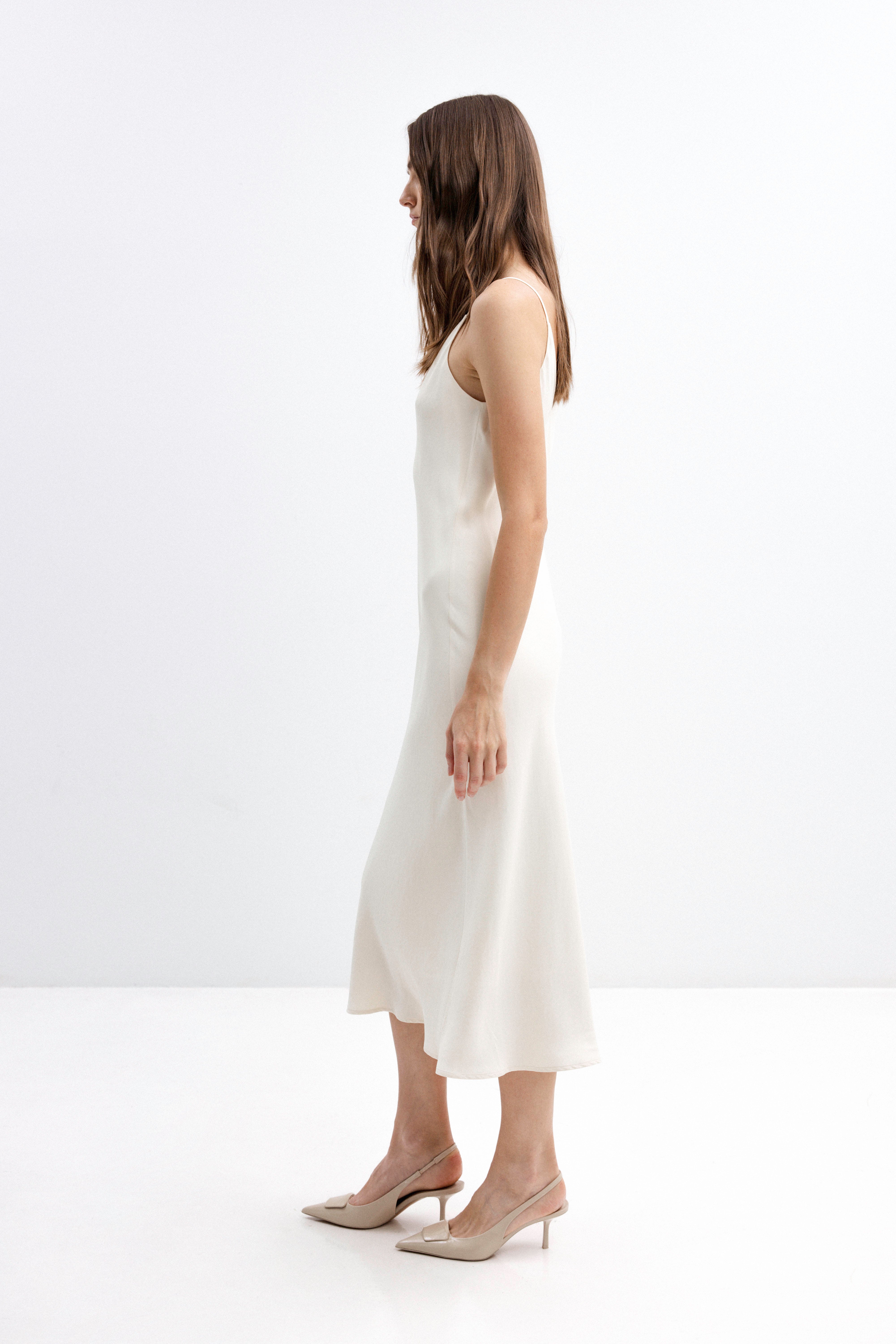 MILK-SHADE MIDI SLIP DRESS