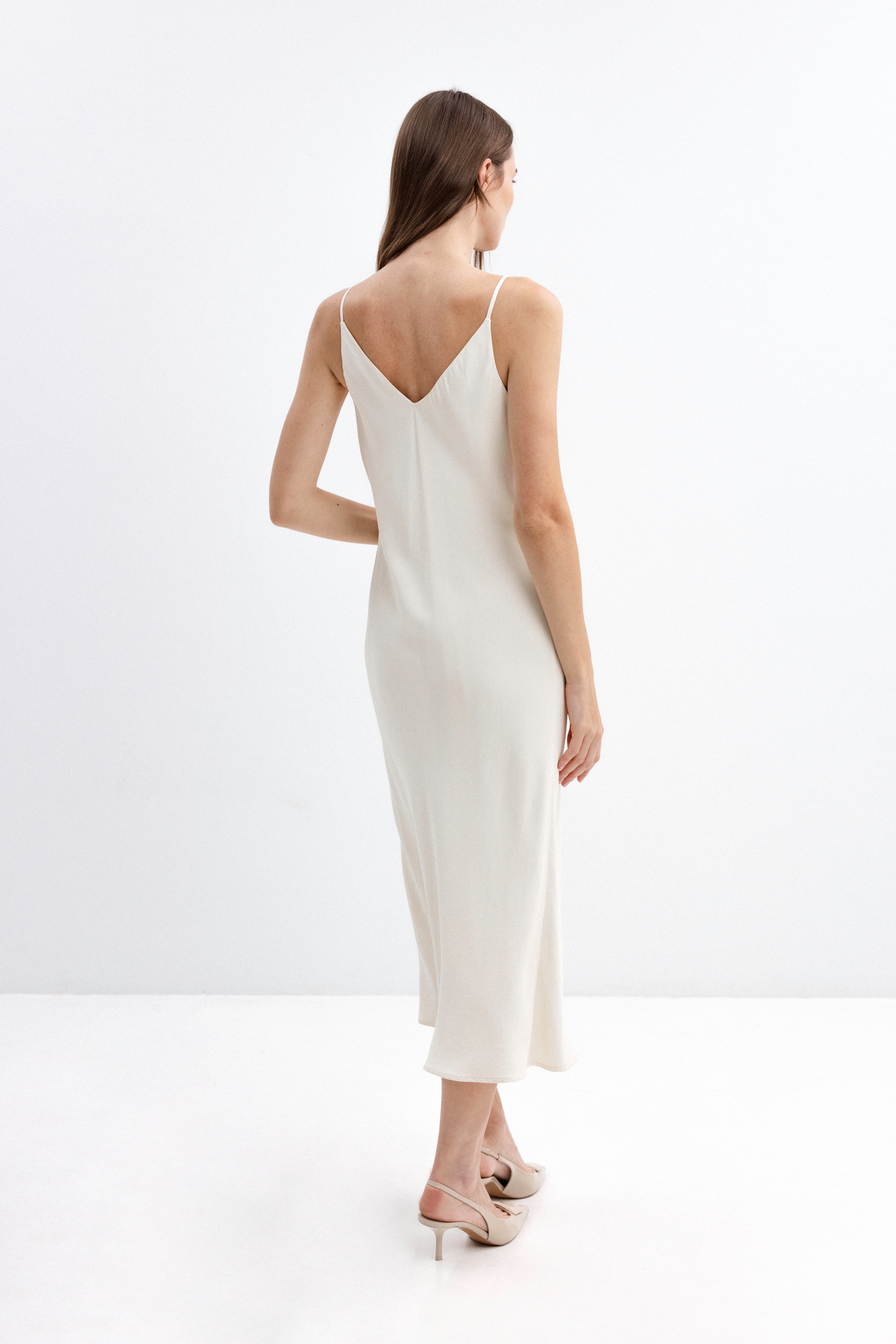 MILK-SHADE MIDI SLIP DRESS