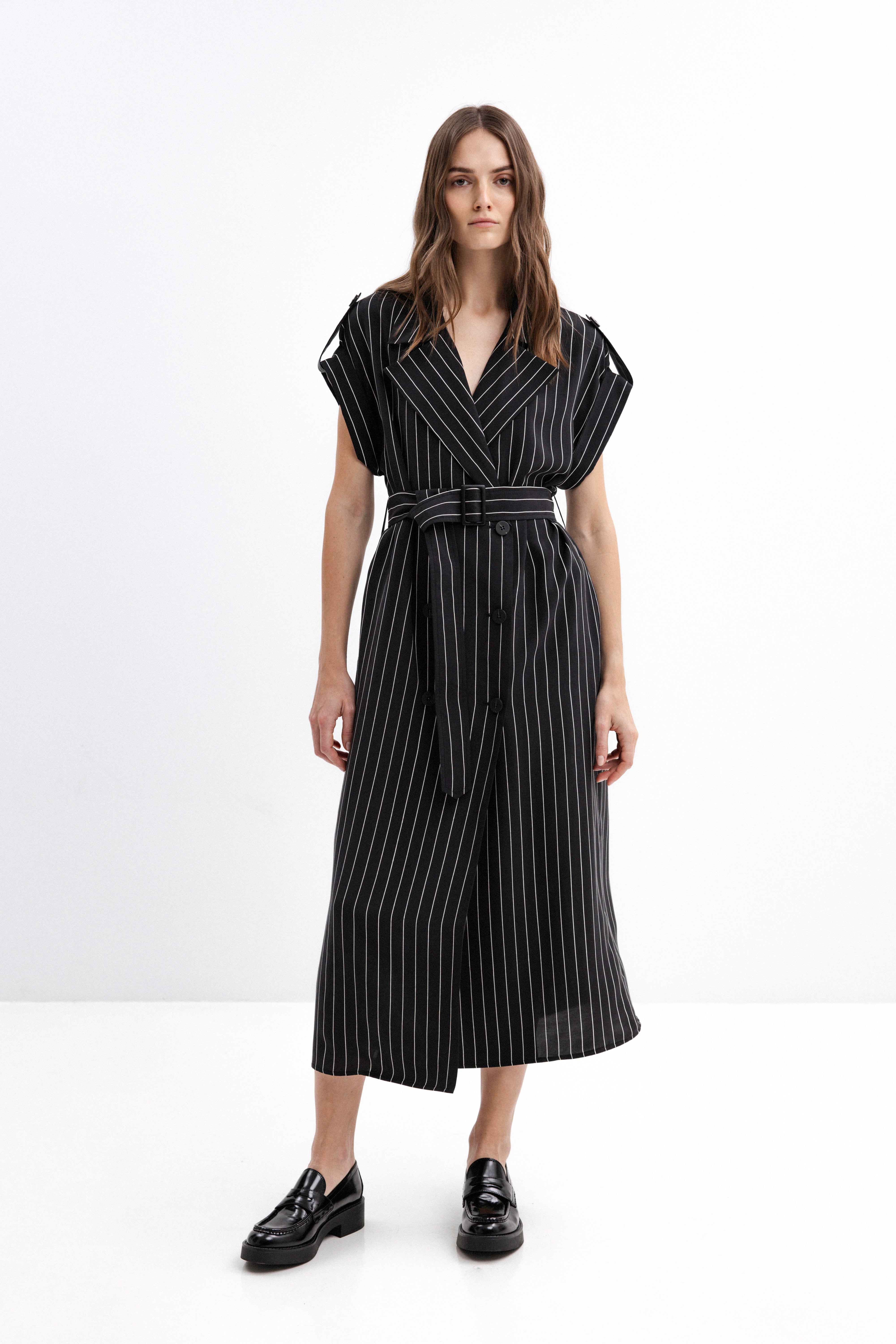 DOUBLE-BREASTED STRIPED DRESS