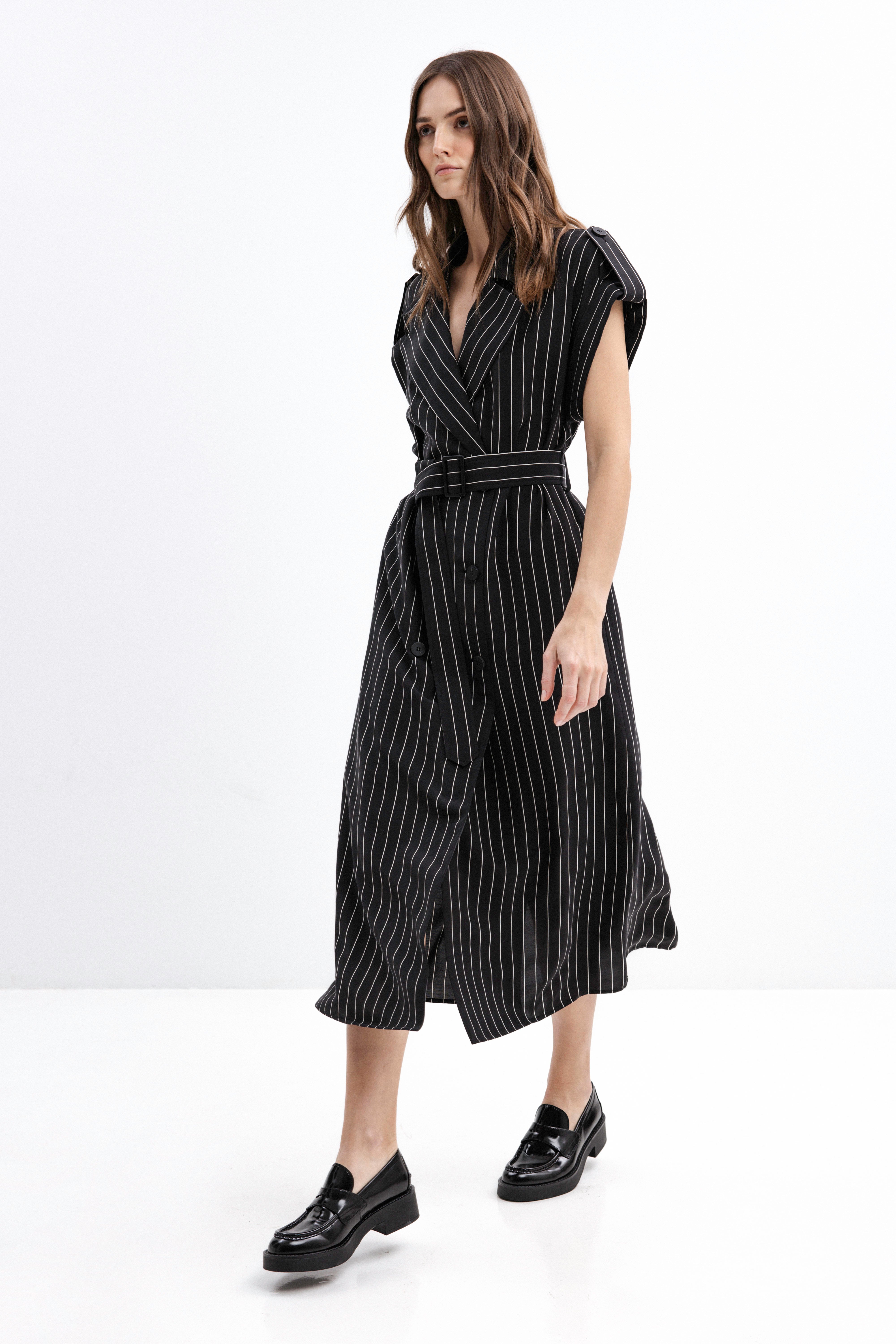 DOUBLE-BREASTED STRIPED DRESS