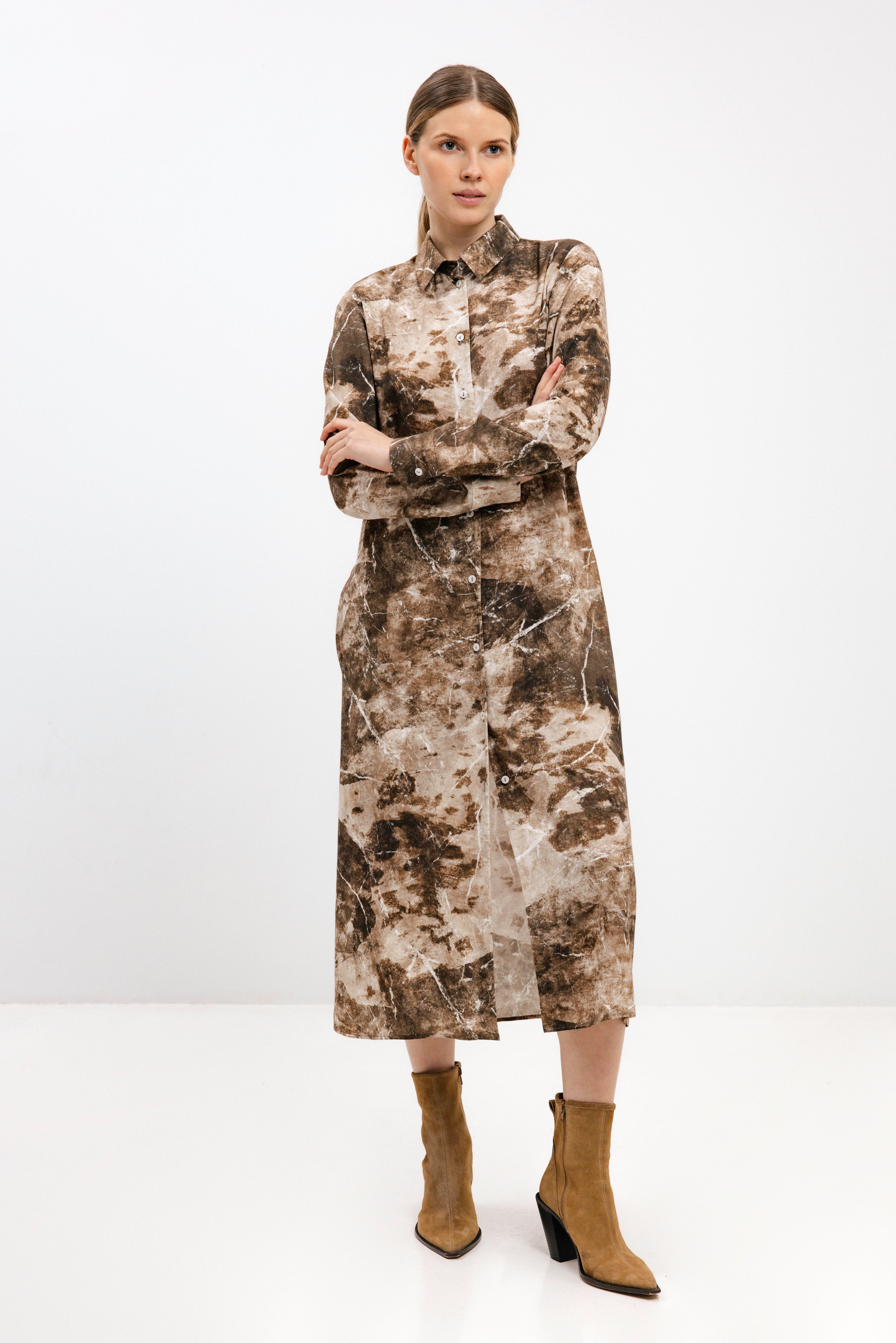 LONG-SHIRT DRESS WITH ABSTRACT PRINT