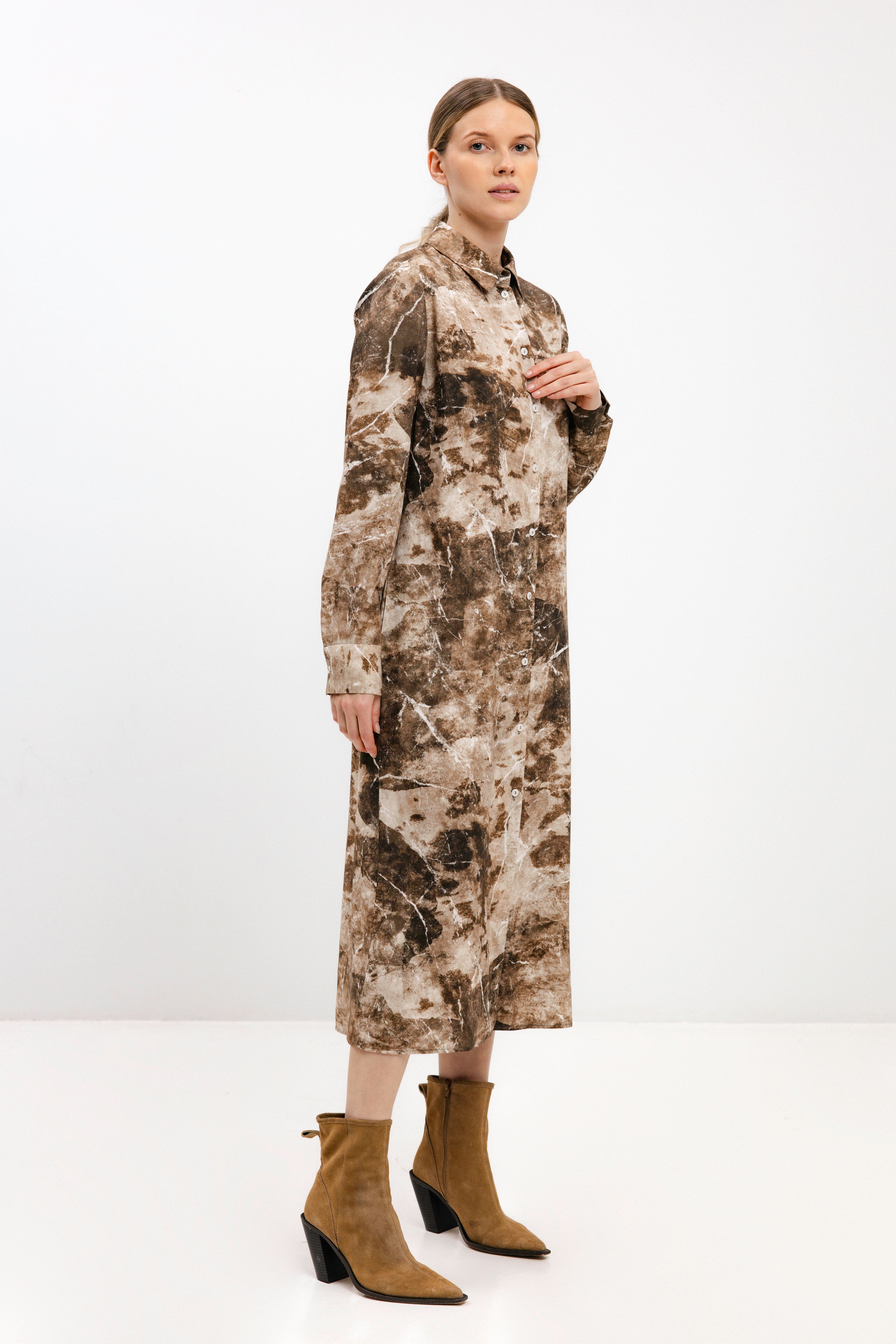 LONG-SHIRT DRESS WITH ABSTRACT PRINT
