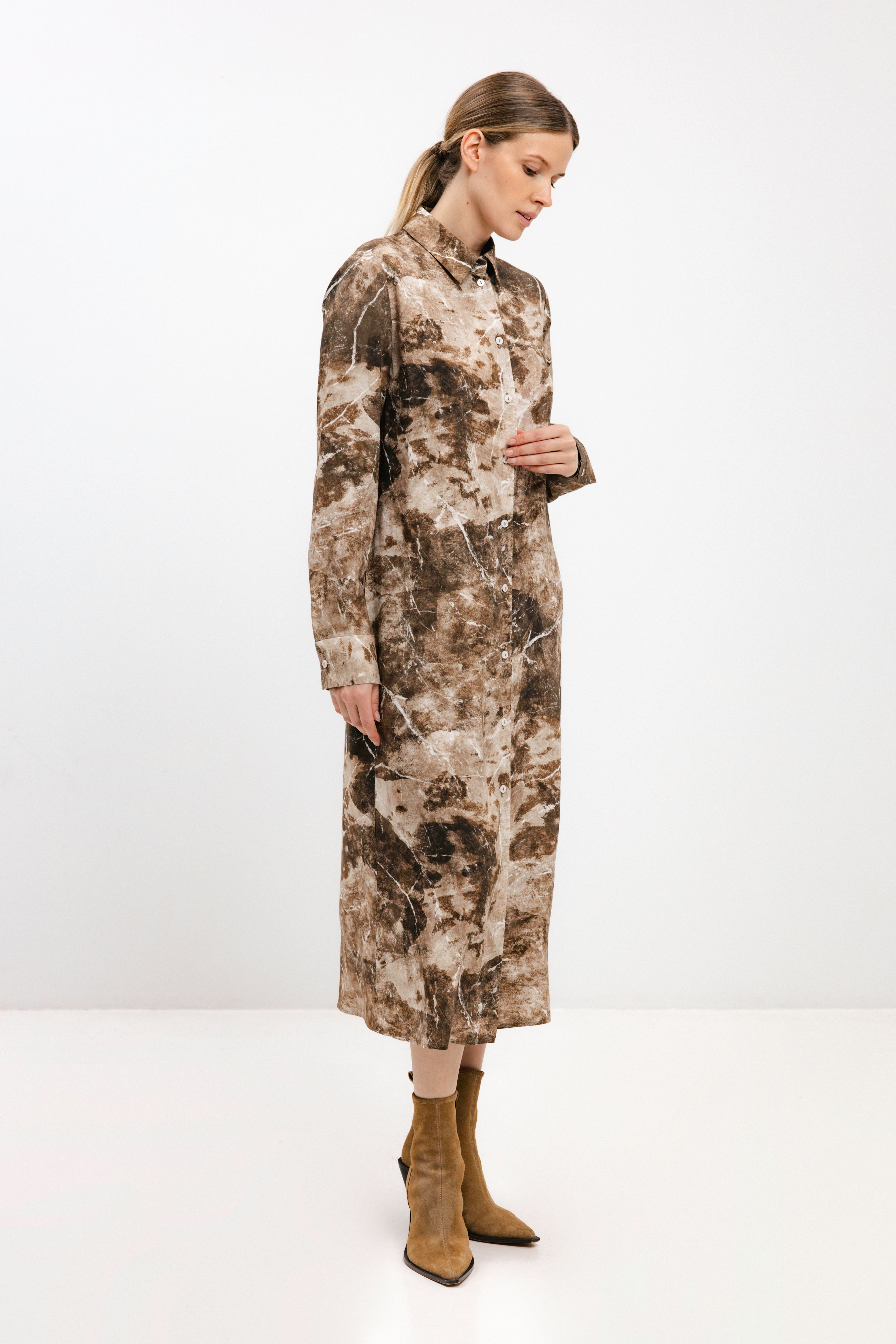 LONG-SHIRT DRESS WITH ABSTRACT PRINT