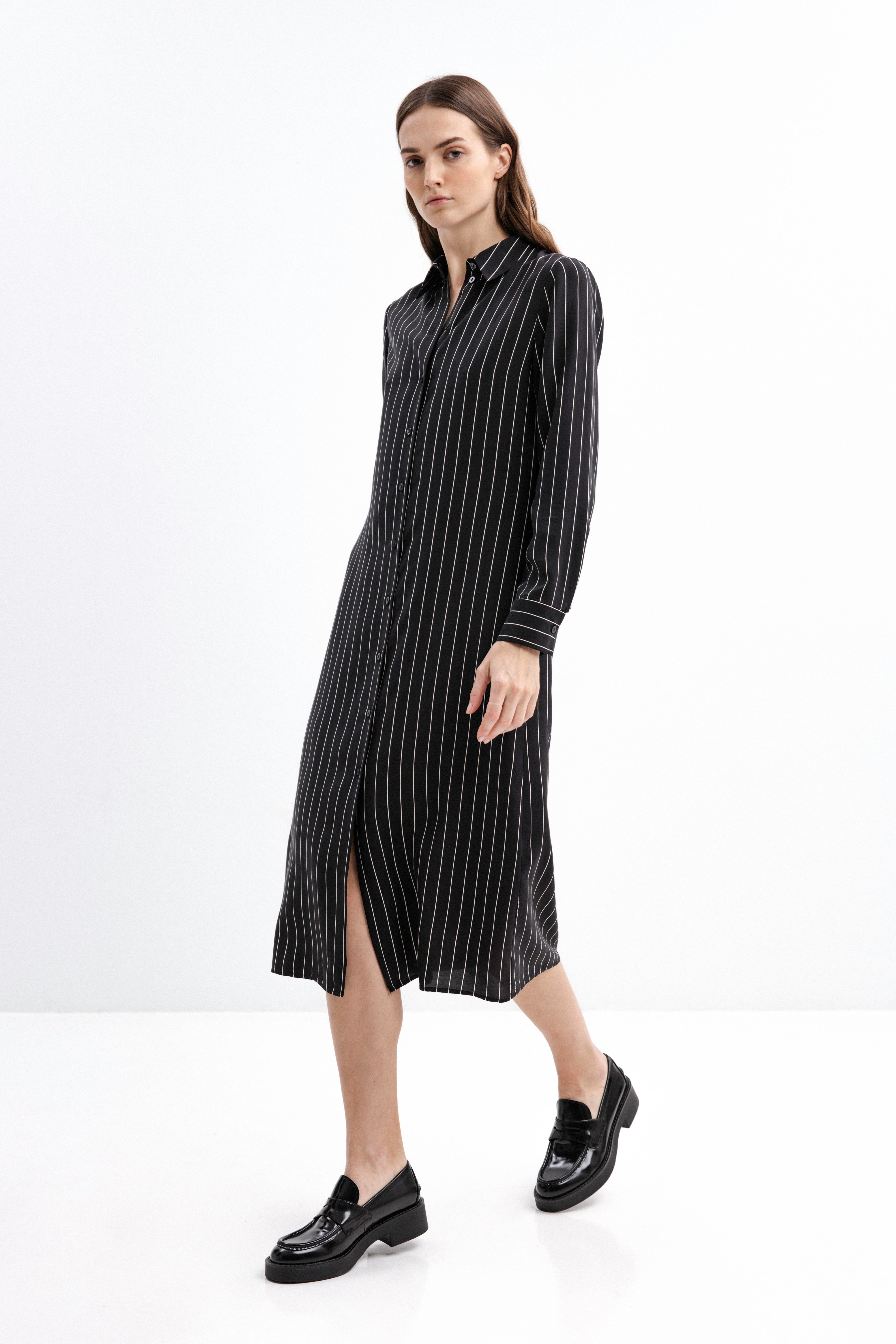 STRIPED SHIRT-STYLE DRESS