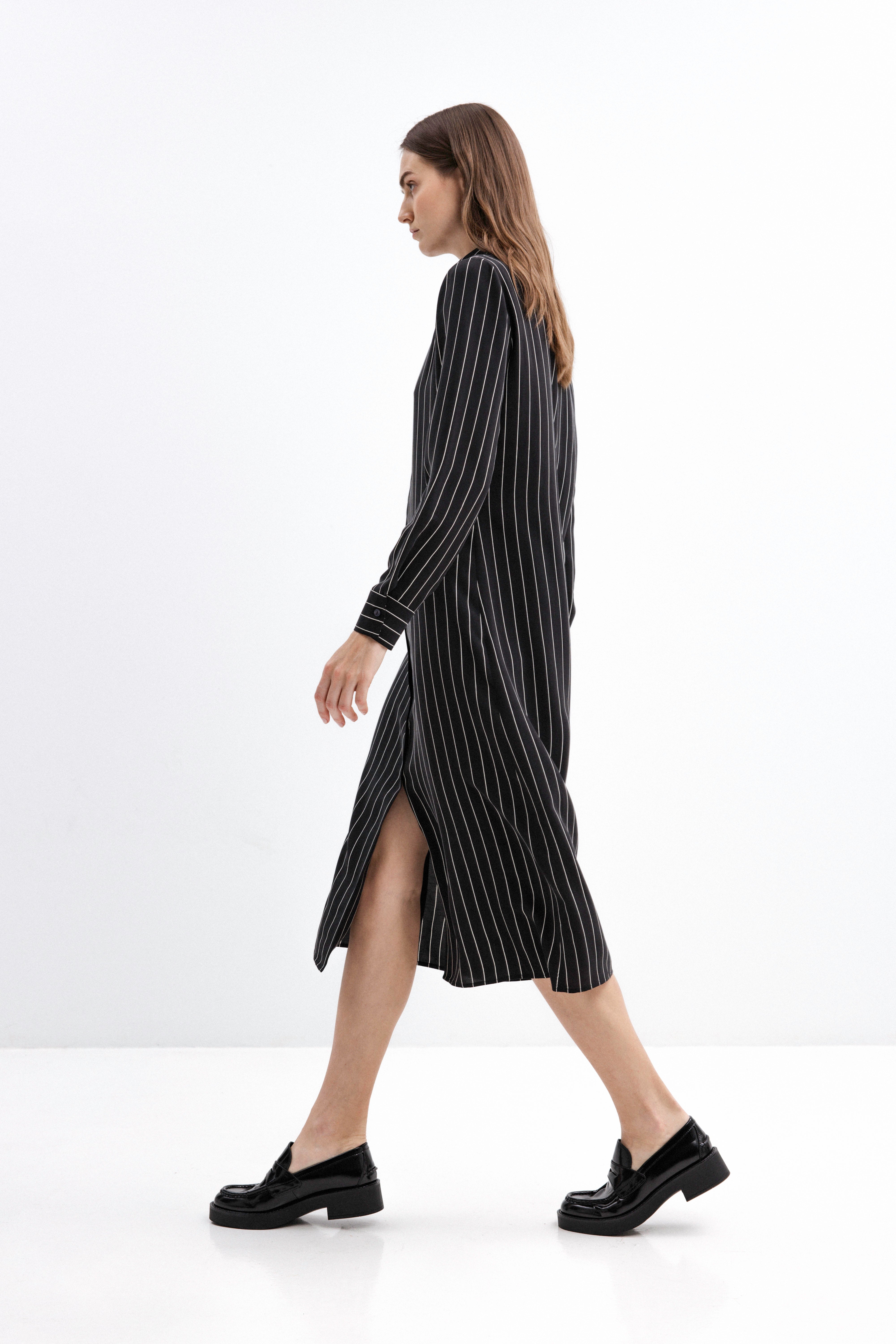 STRIPED SHIRT-STYLE DRESS