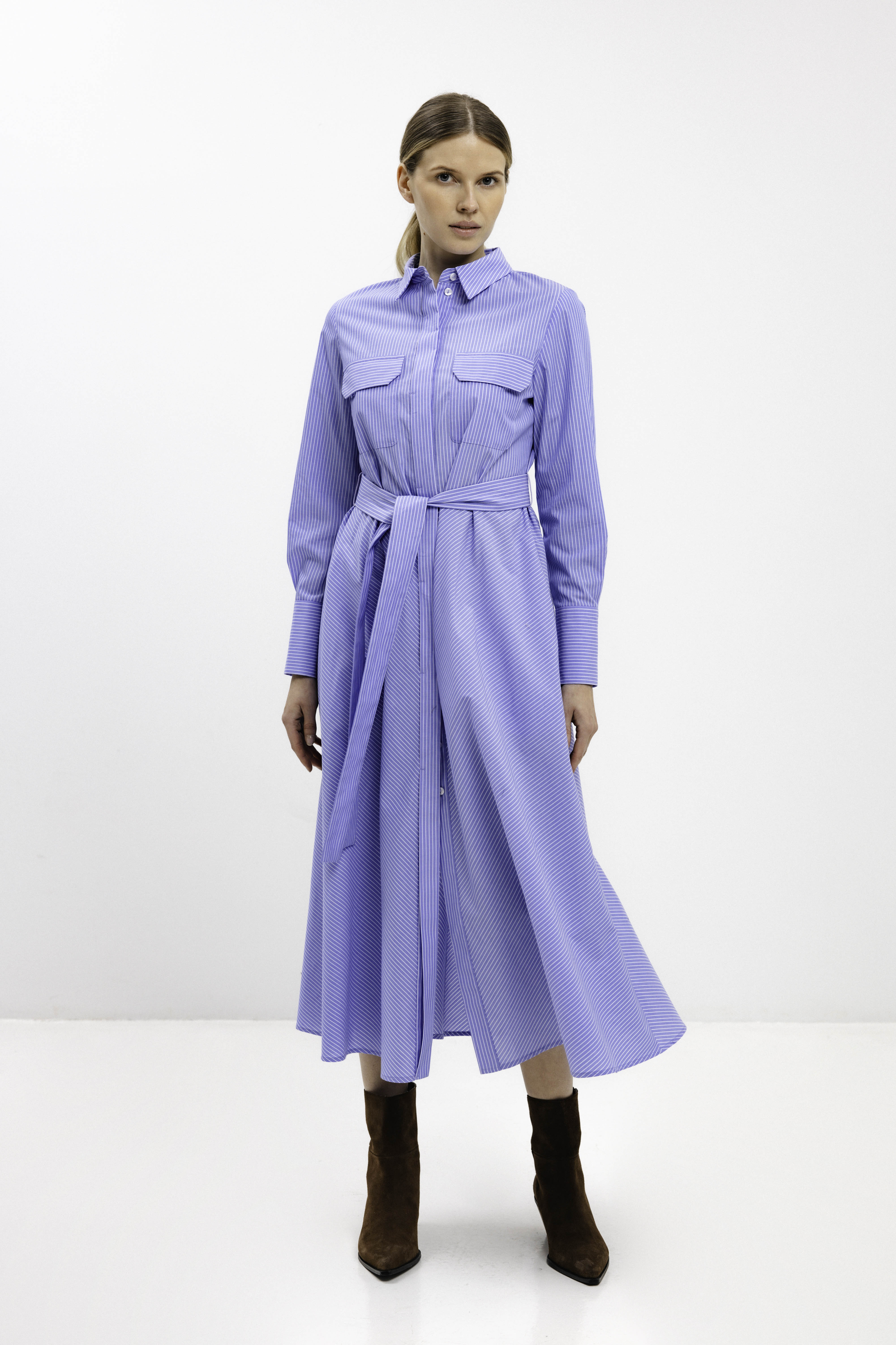 LIGHT BLUE STRIPED COTTON DRESS