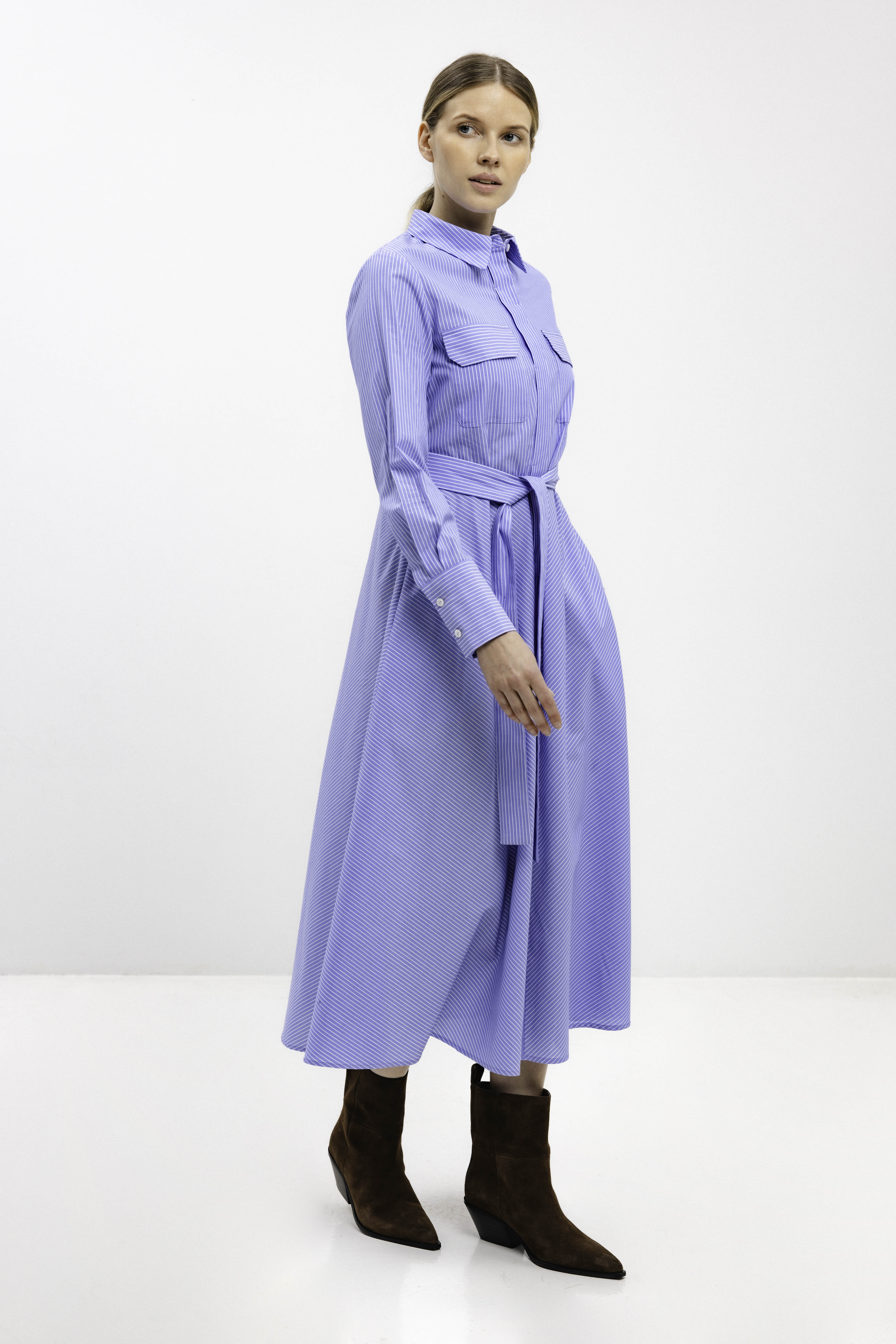 LIGHT BLUE STRIPED COTTON DRESS