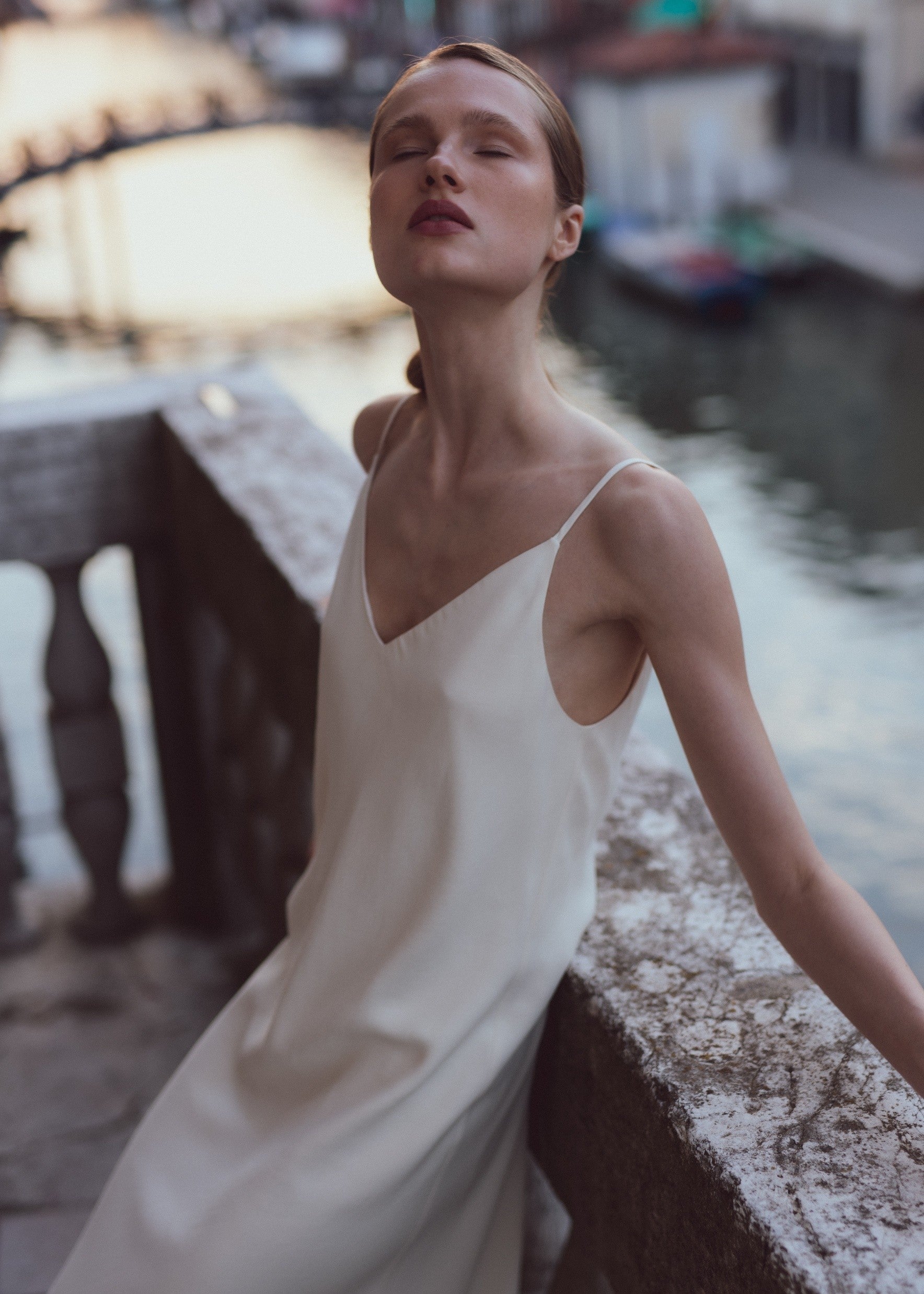 MILK-SHADE MIDI SLIP DRESS