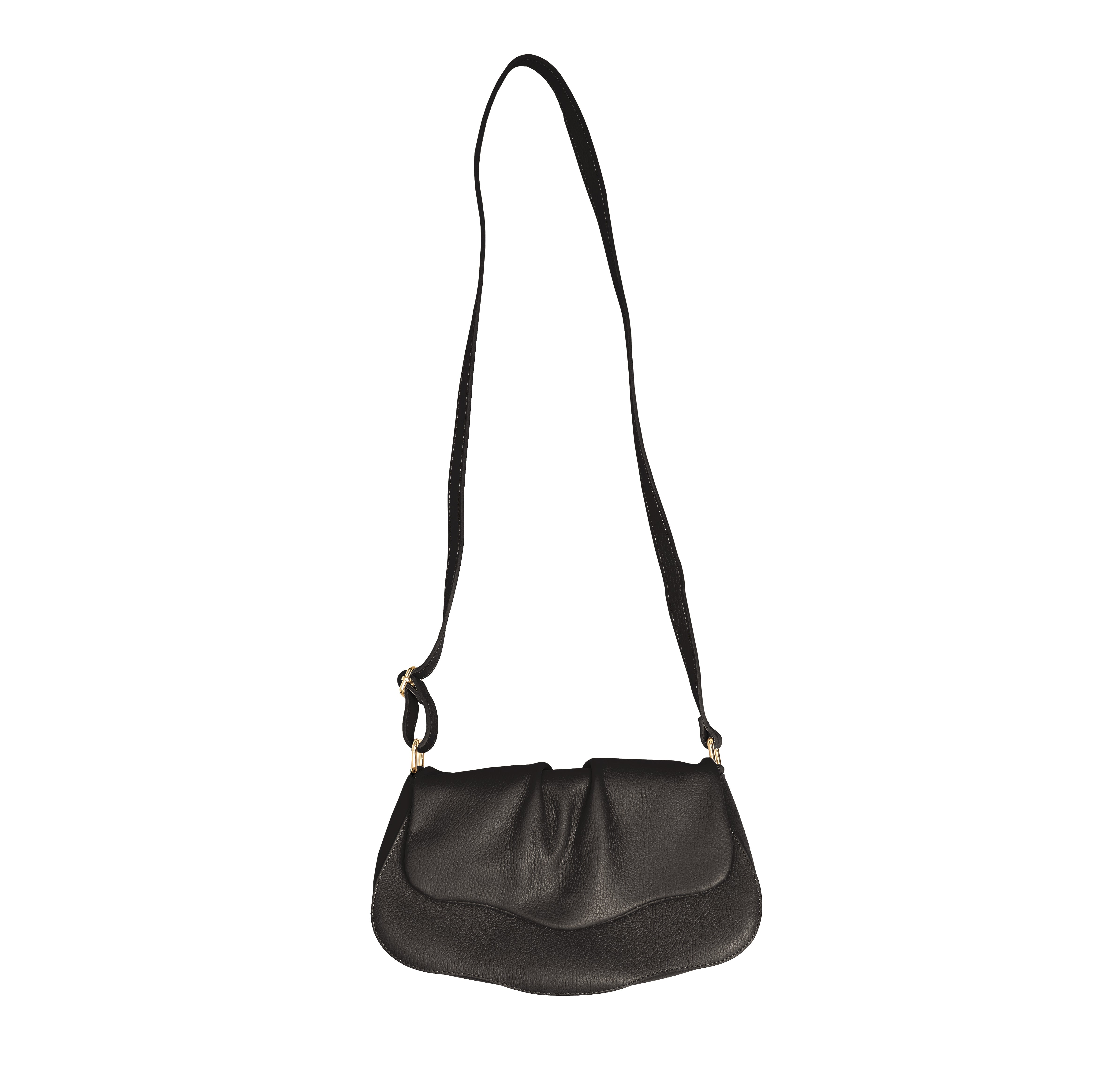 BLACK LEATHER HANDBAG
