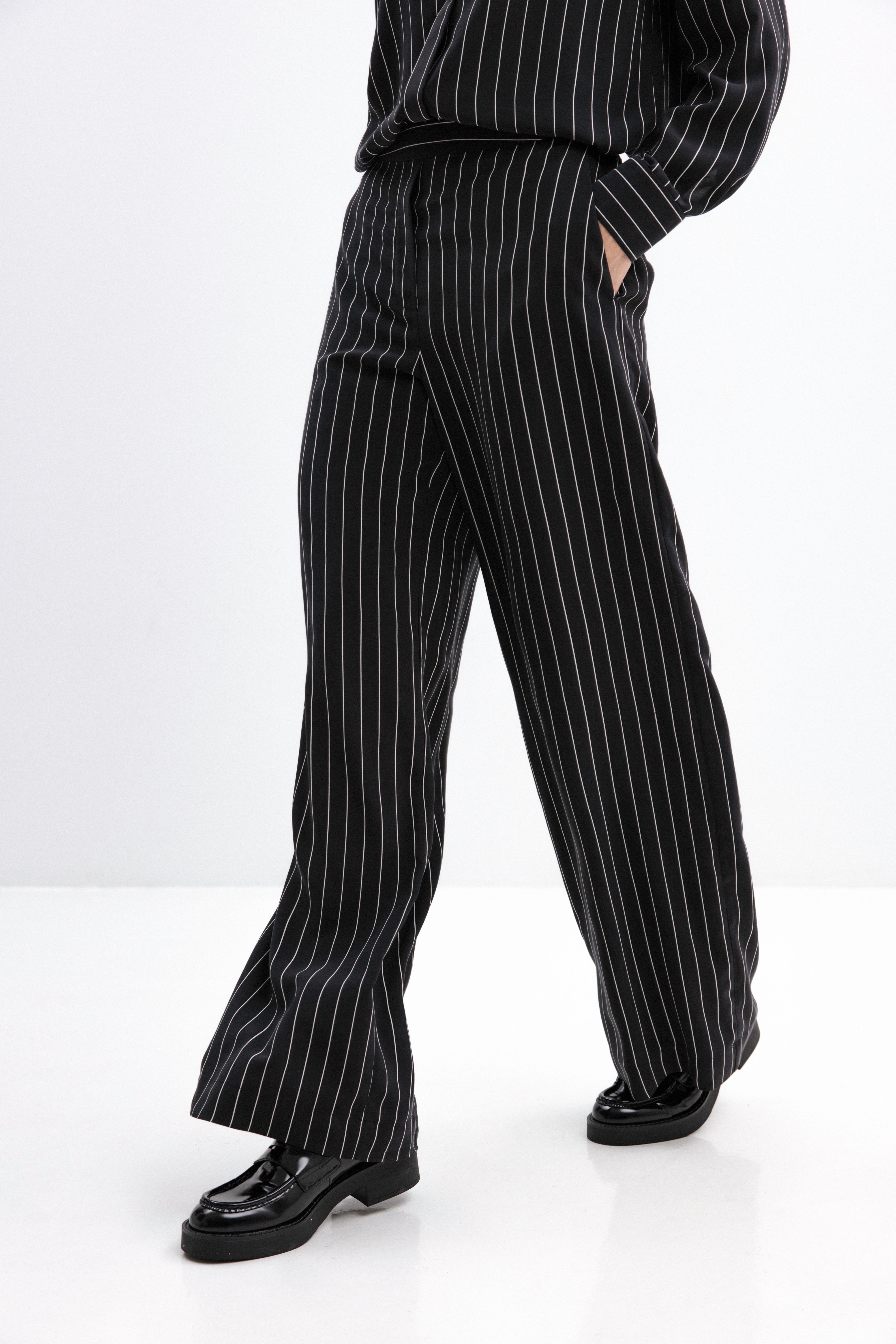 STRIPED WIDE-LEG TROUSERS