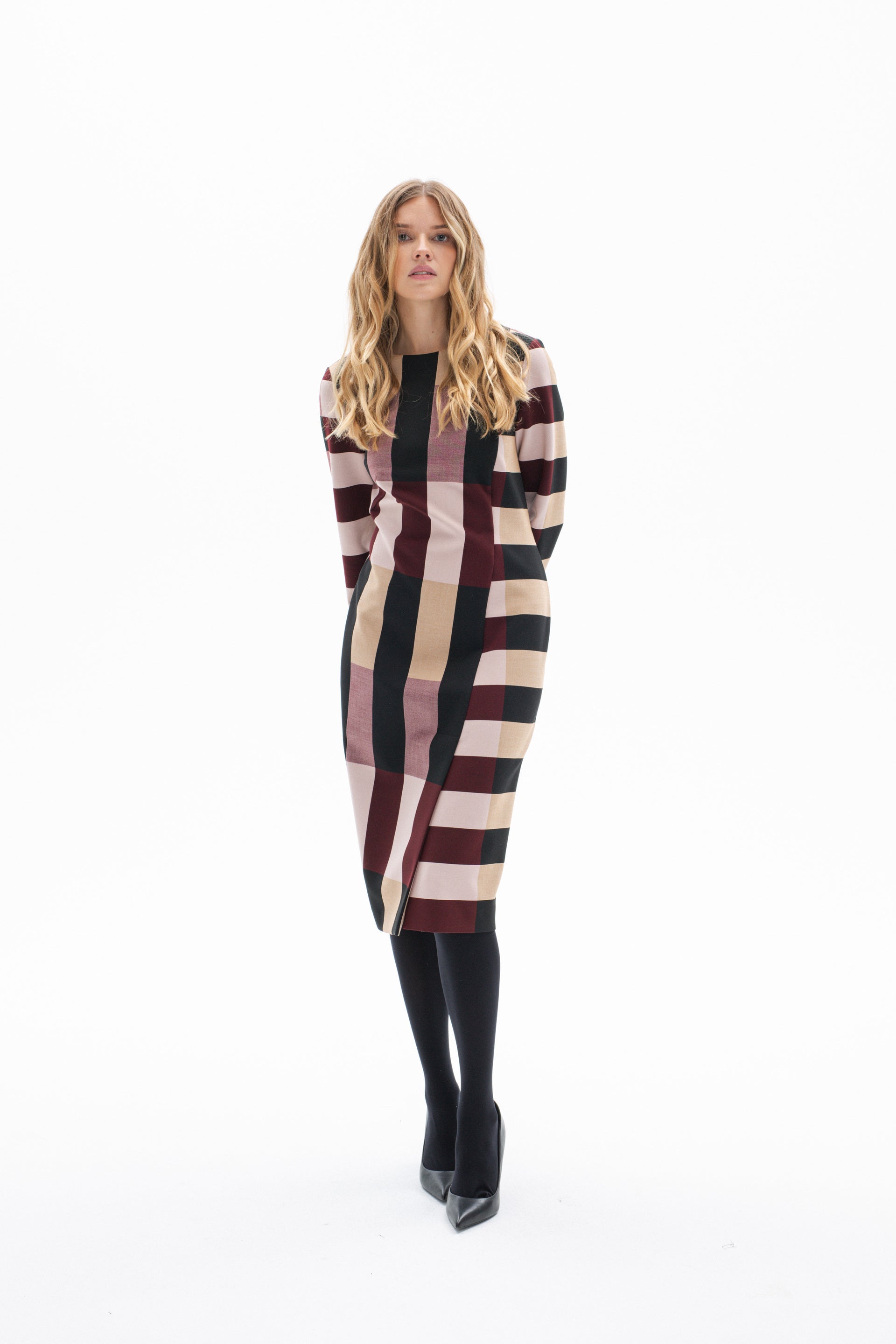 ELBAZ STRIPES LONG SLEEVE DRESS