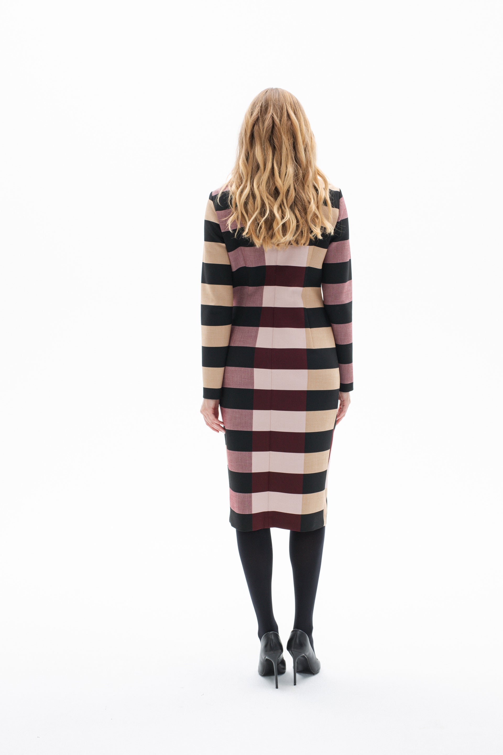 ELBAZ STRIPES LONG SLEEVE DRESS