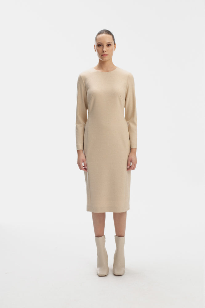 CLASSIC MIDI DRESS IN BEIGE