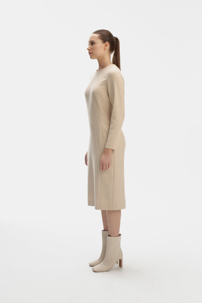CLASSIC MIDI DRESS IN BEIGE