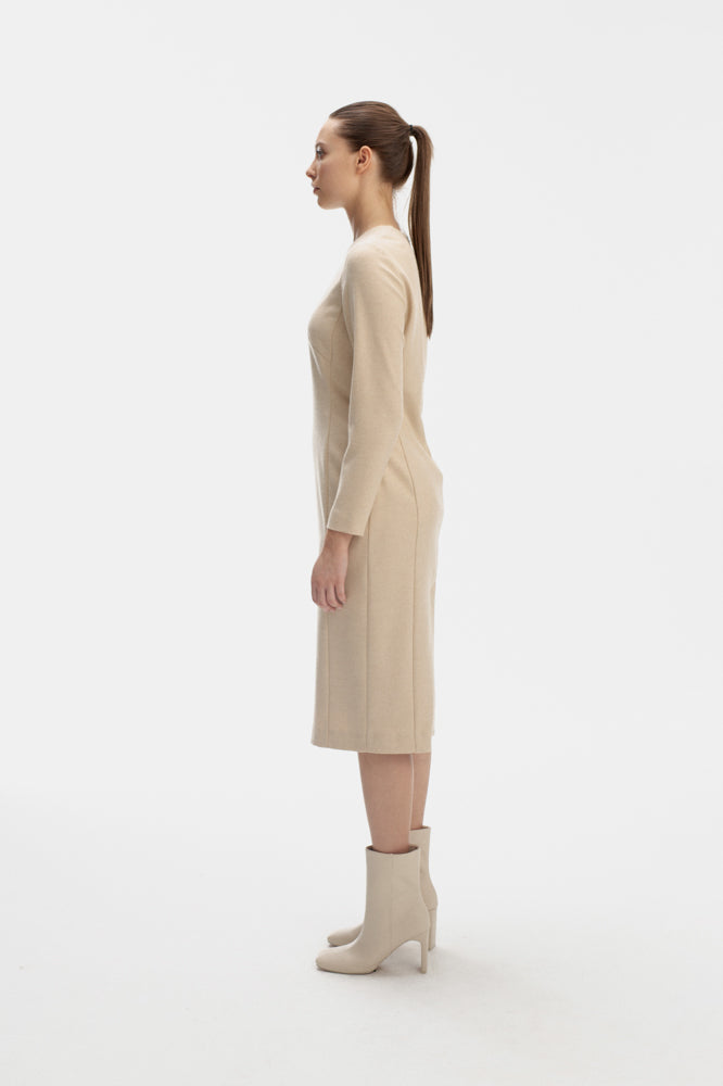 CLASSIC MIDI DRESS IN BEIGE