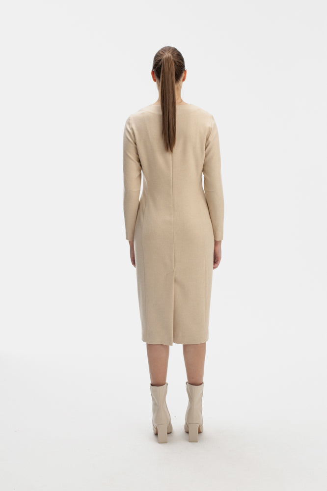 CLASSIC MIDI DRESS IN BEIGE