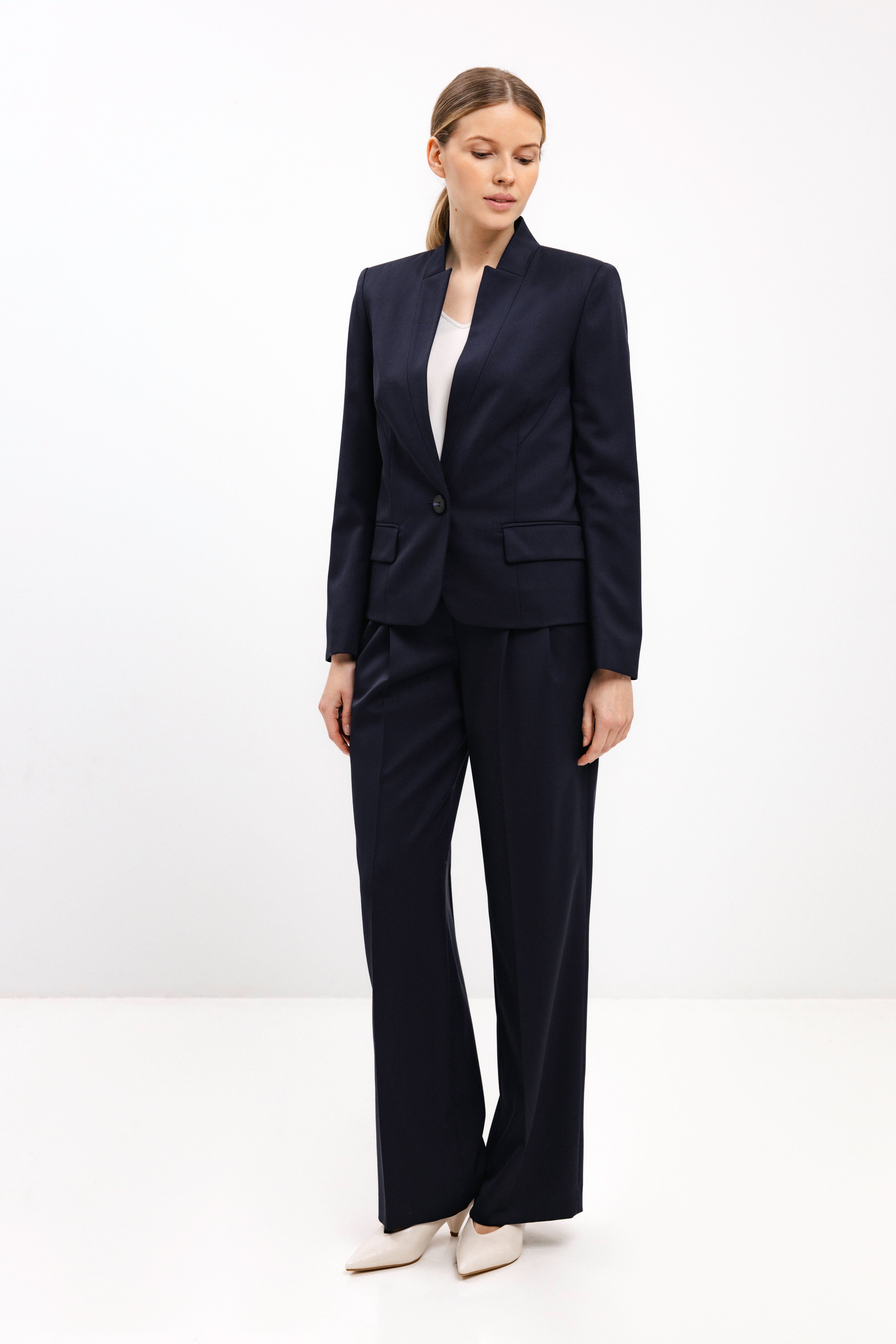 STRAIGHT-LEG NAVY TROUSERS