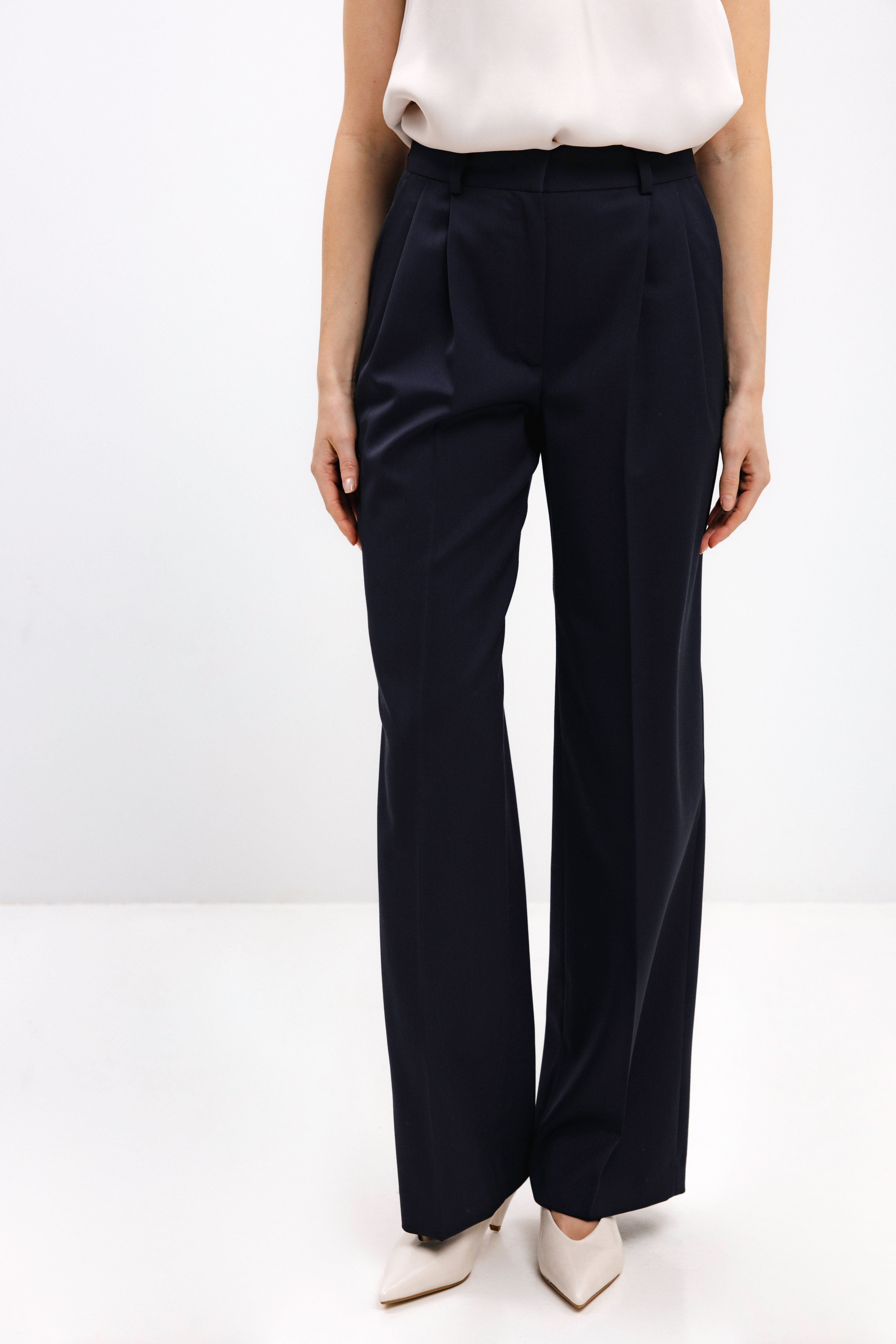 STRAIGHT-LEG NAVY TROUSERS