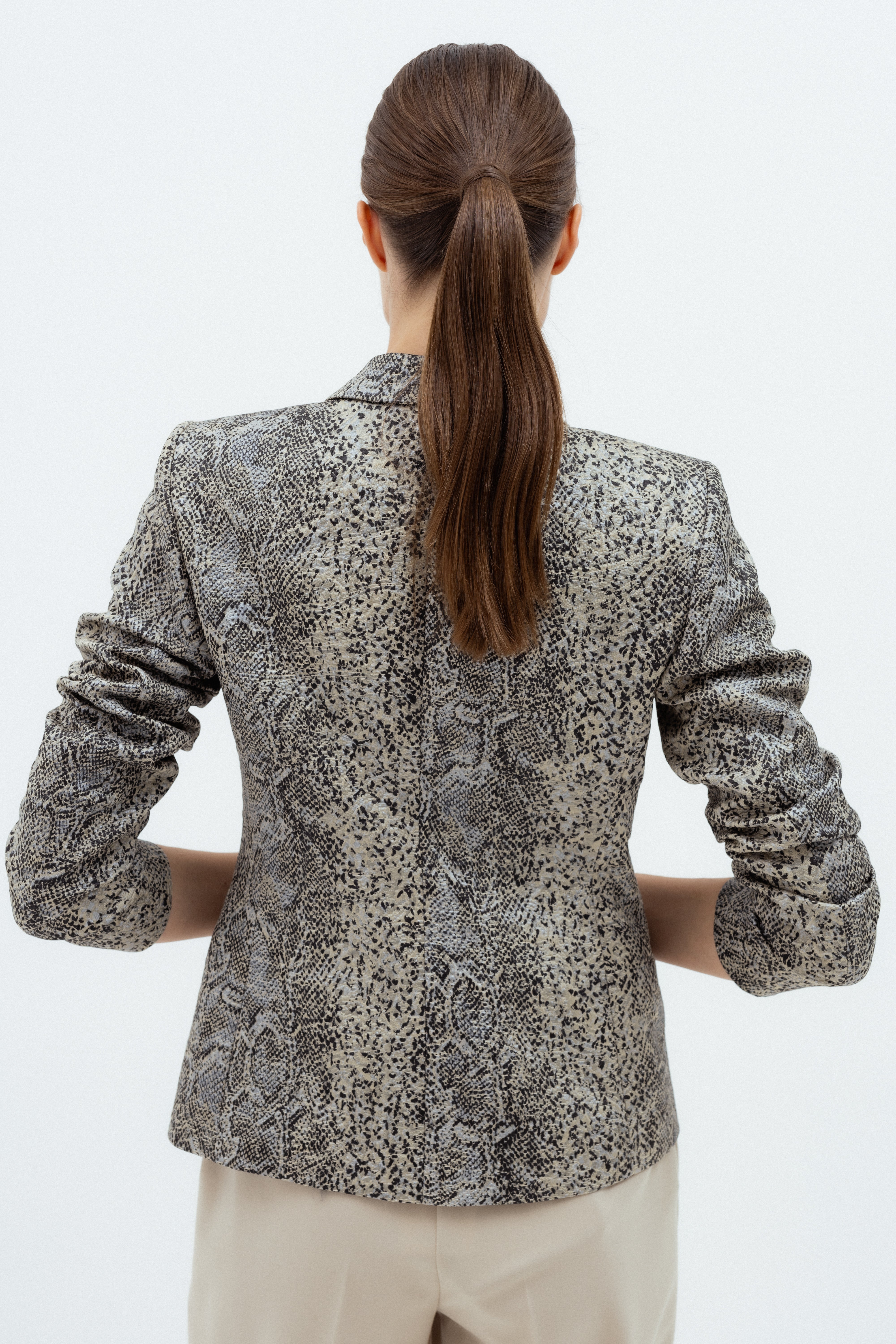 SNAKE PRINT DOUBLE-BREASTED BLAZER