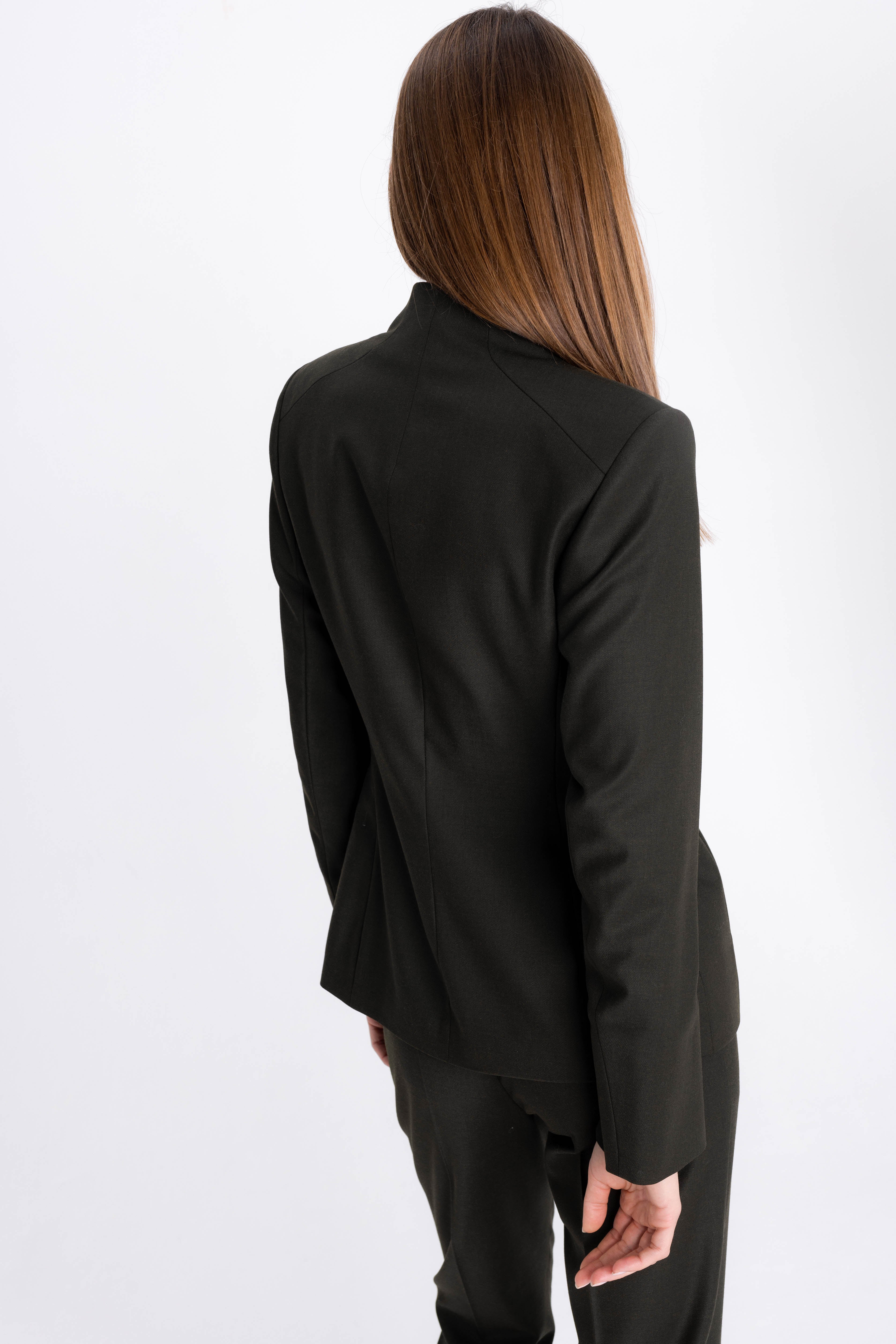 FOREST GREEN BLAZER WITH ASYMMETRIC FASTENING