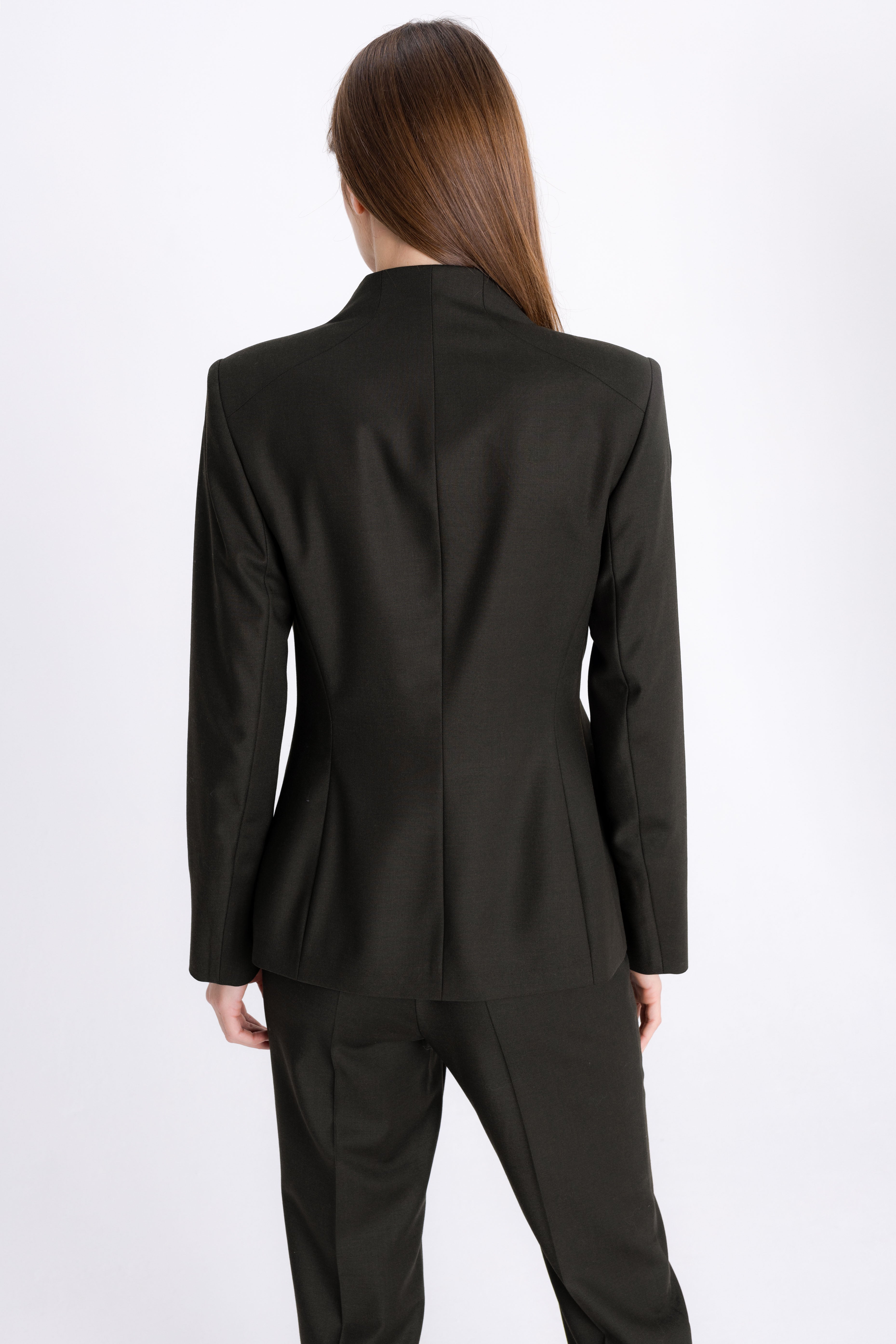 FOREST GREEN BLAZER WITH ASYMMETRIC FASTENING