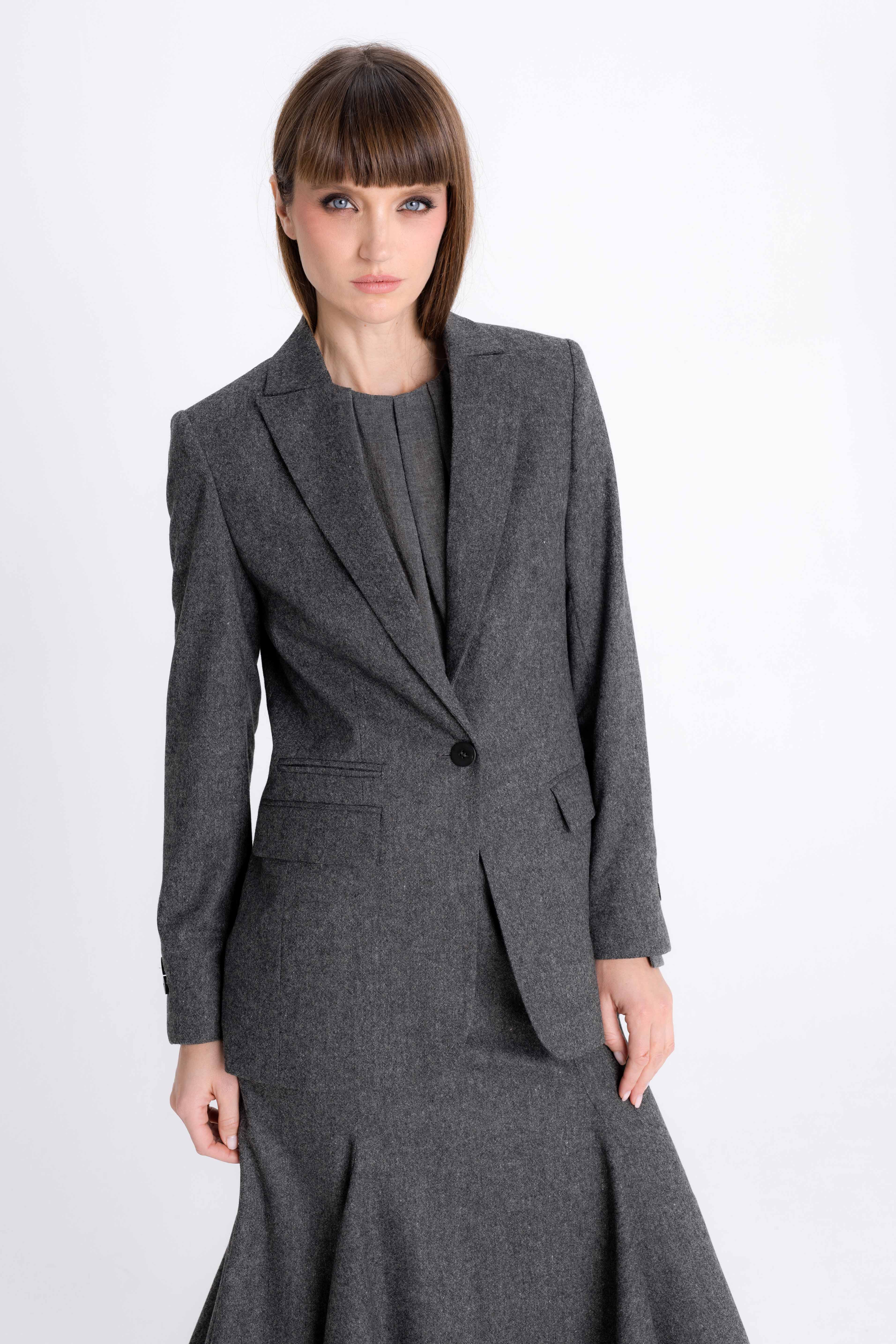 SINGLE-BREASTED GREY MELANGE BLAZER