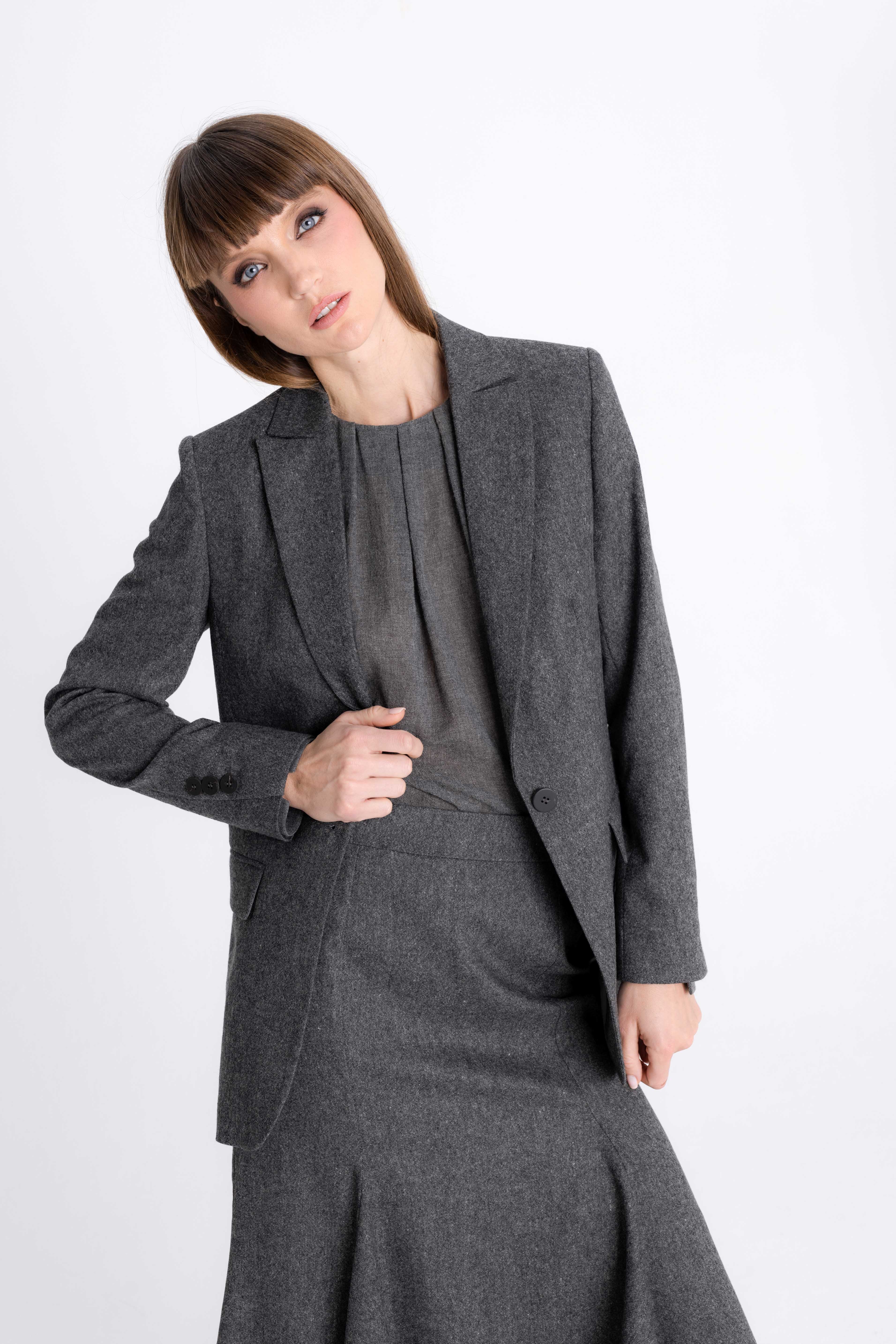 SINGLE-BREASTED GREY MELANGE BLAZER