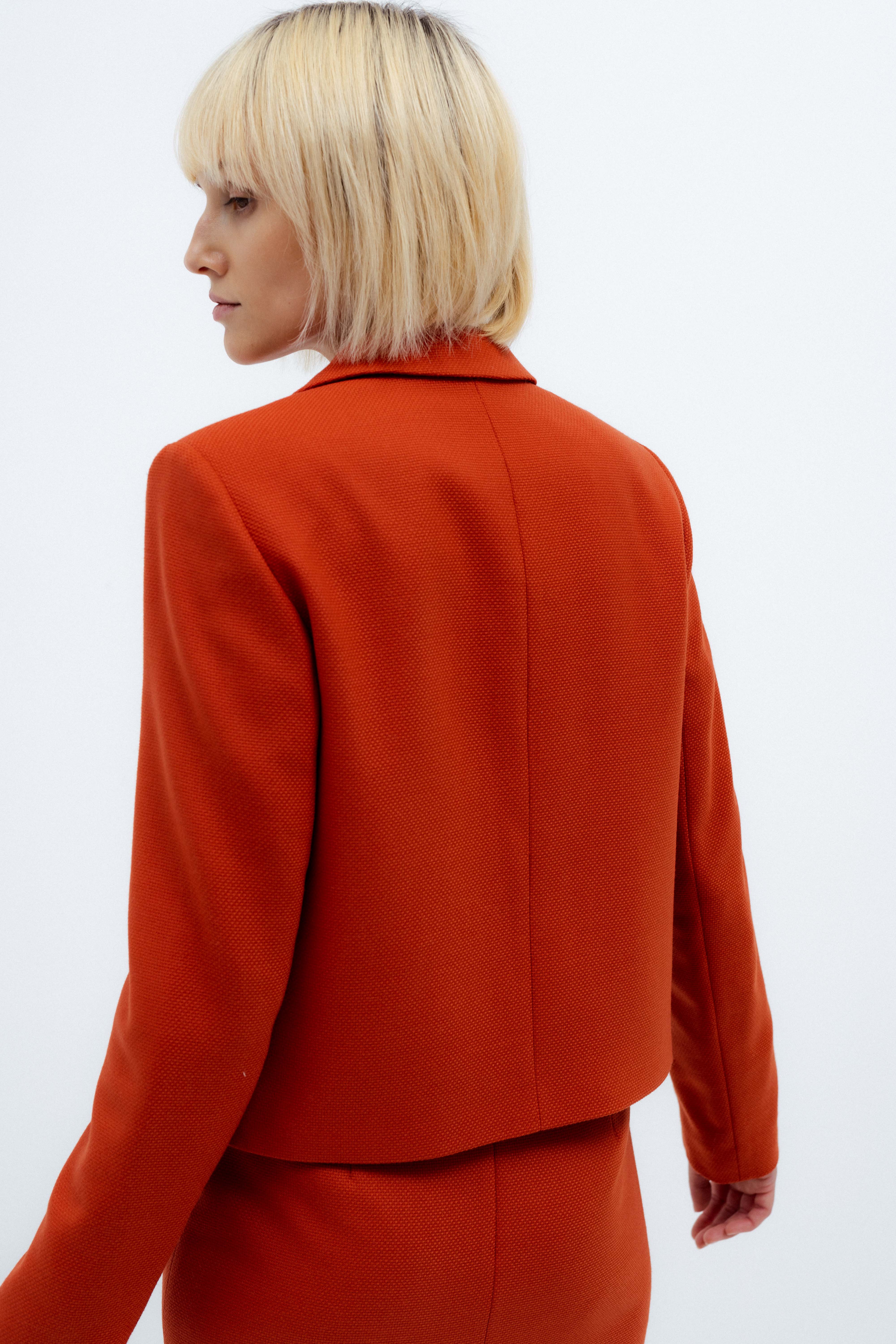 SHORT DOUBLE-BREASTED RUST BLAZER