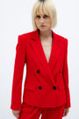DOUBLE-BREASTED RED BLAZER