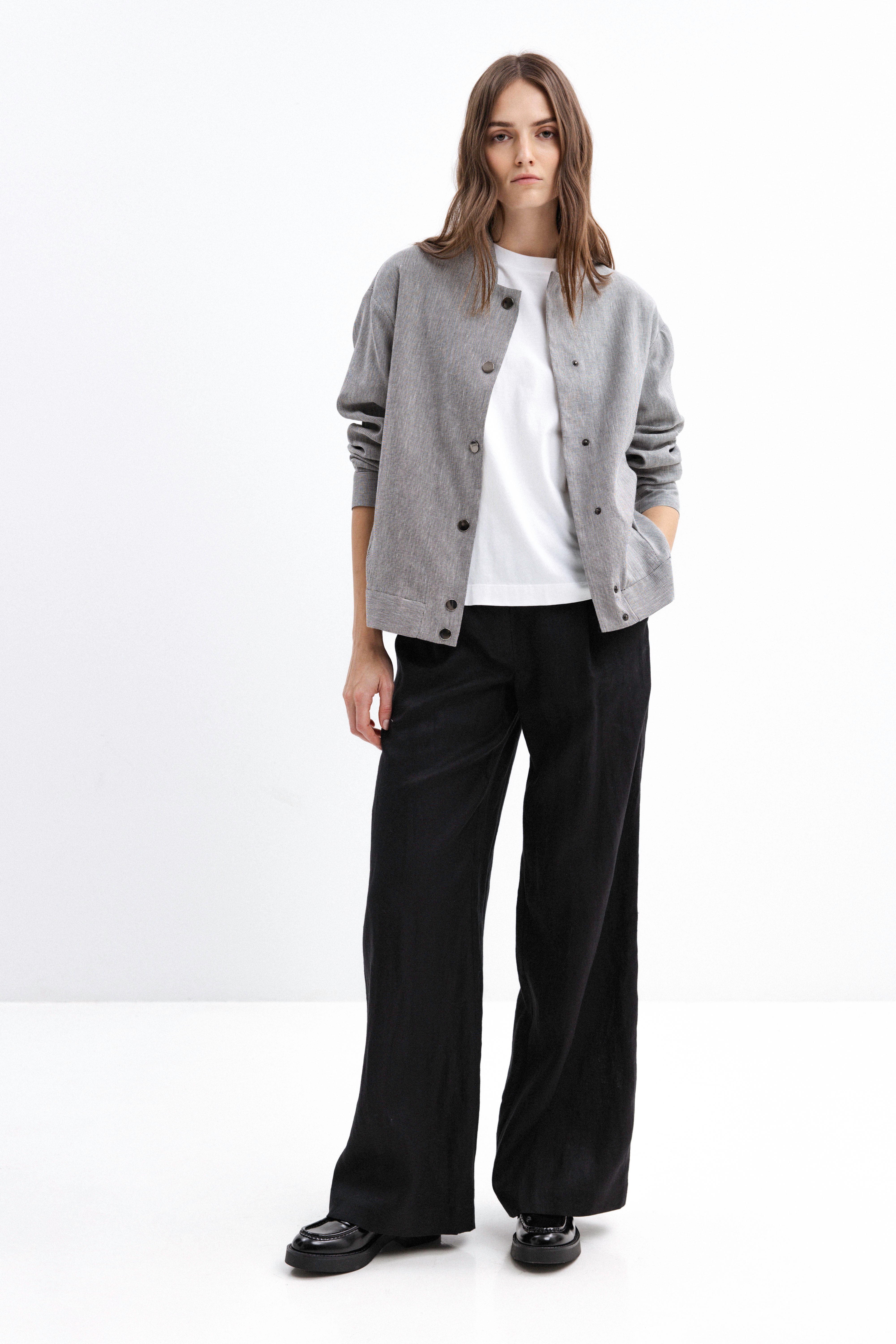BOMBER GREY BLAZER WITH LINEN