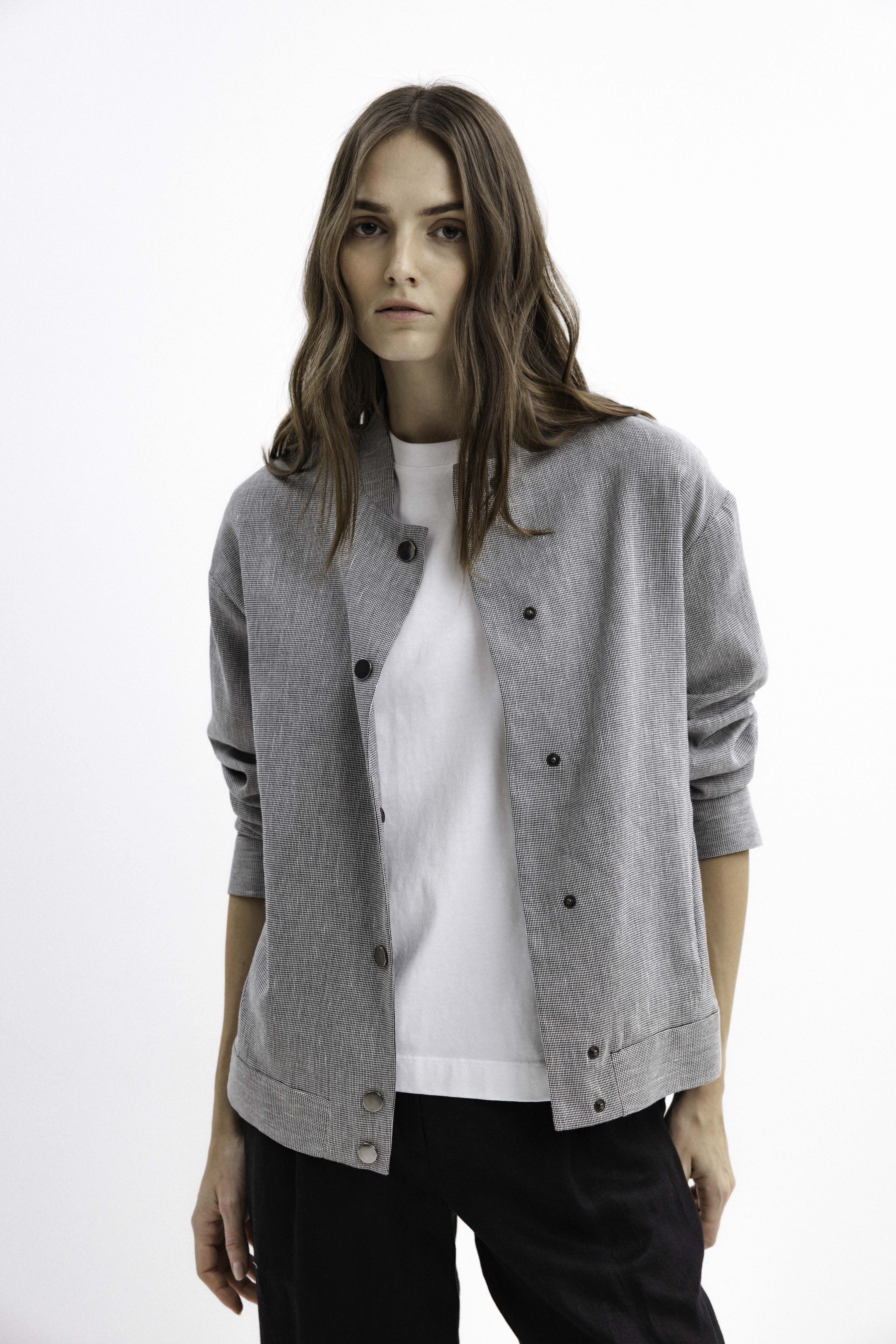 BOMBER GREY BLAZER WITH LINEN
