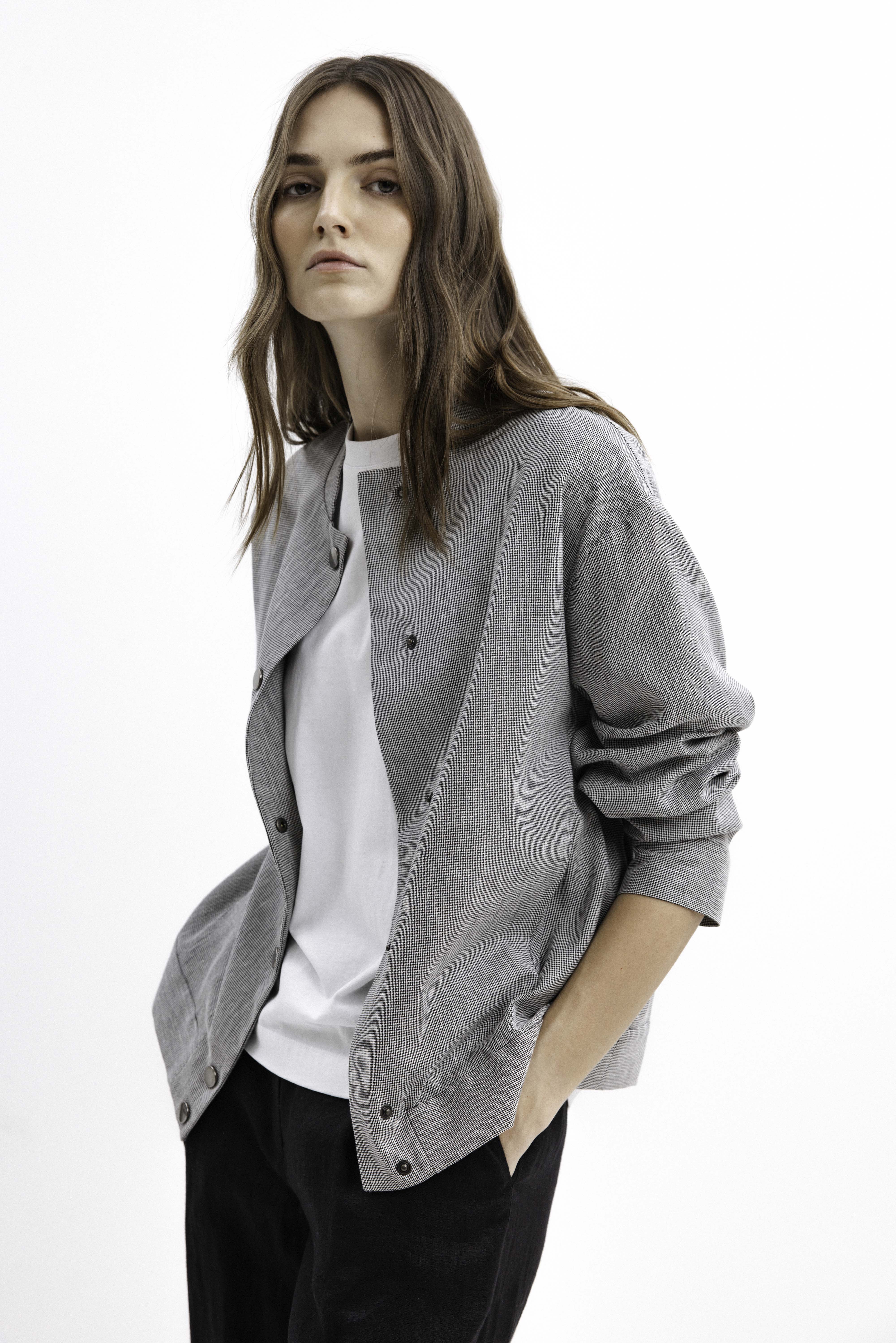 BOMBER GREY BLAZER WITH LINEN