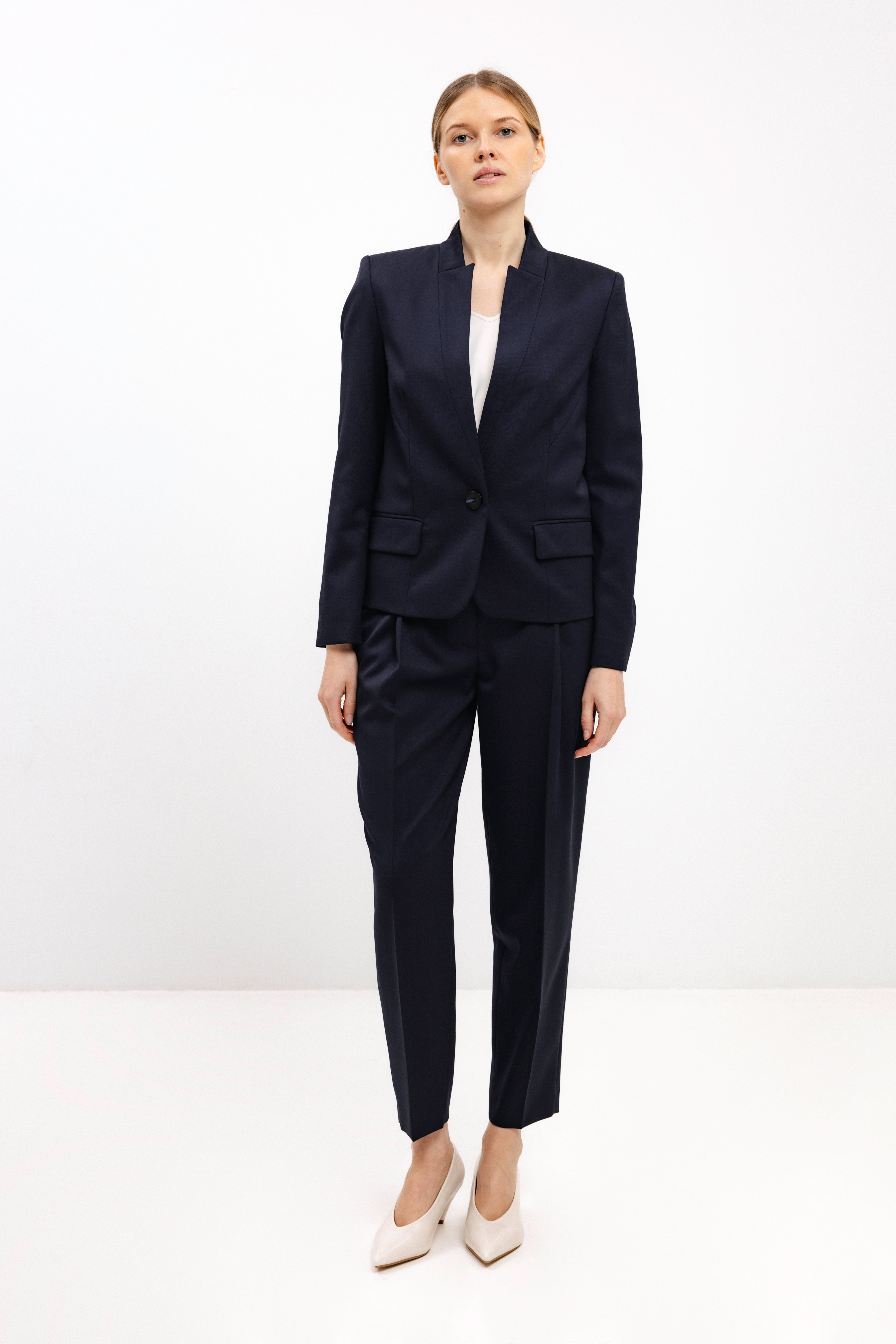 SINGLE-BREASTED FITTED BLAZER IN NAVY