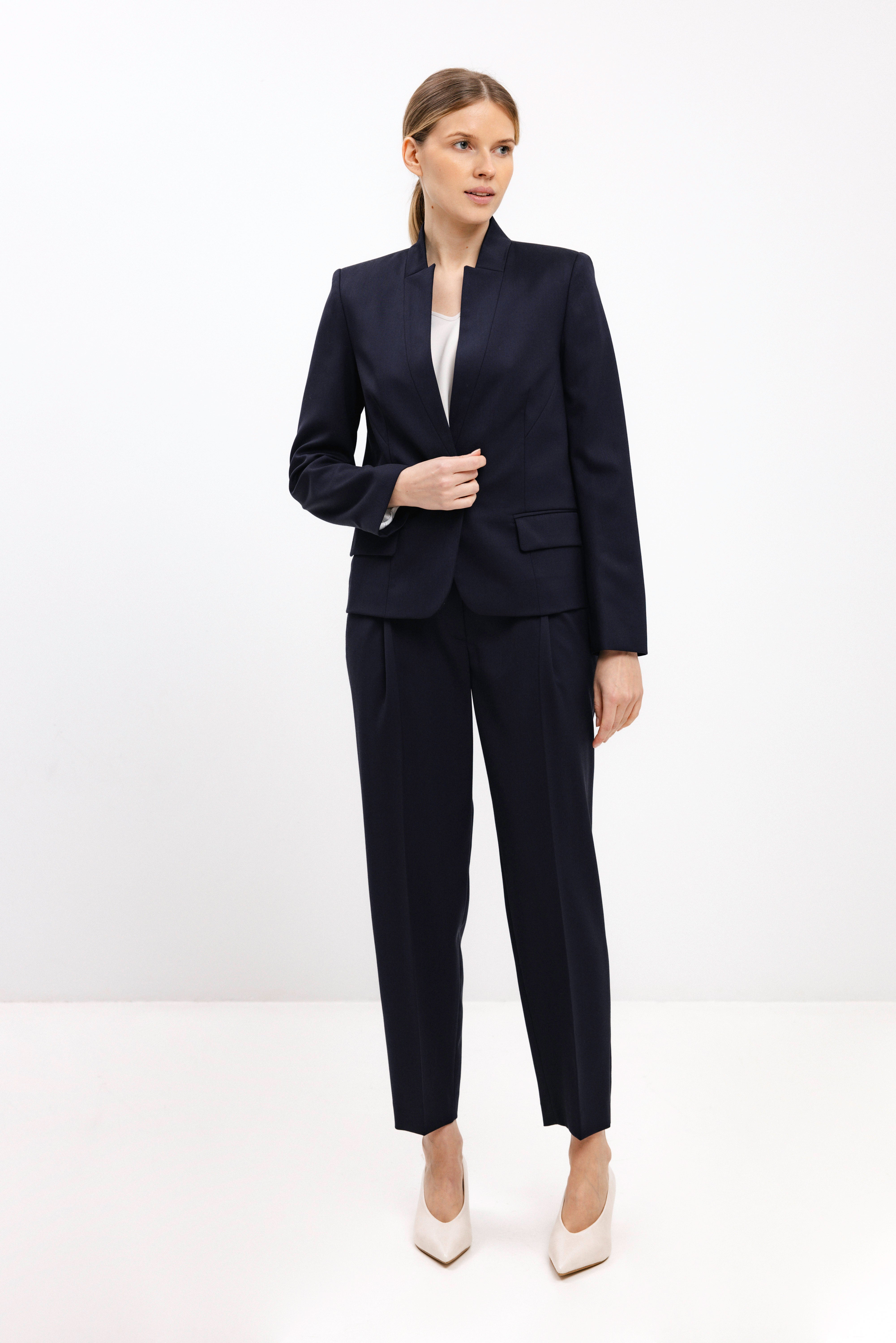 SINGLE-BREASTED FITTED BLAZER IN NAVY
