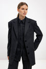 SINGLE-BREASTED OVERSIZED BLACK NAVY BLAZER