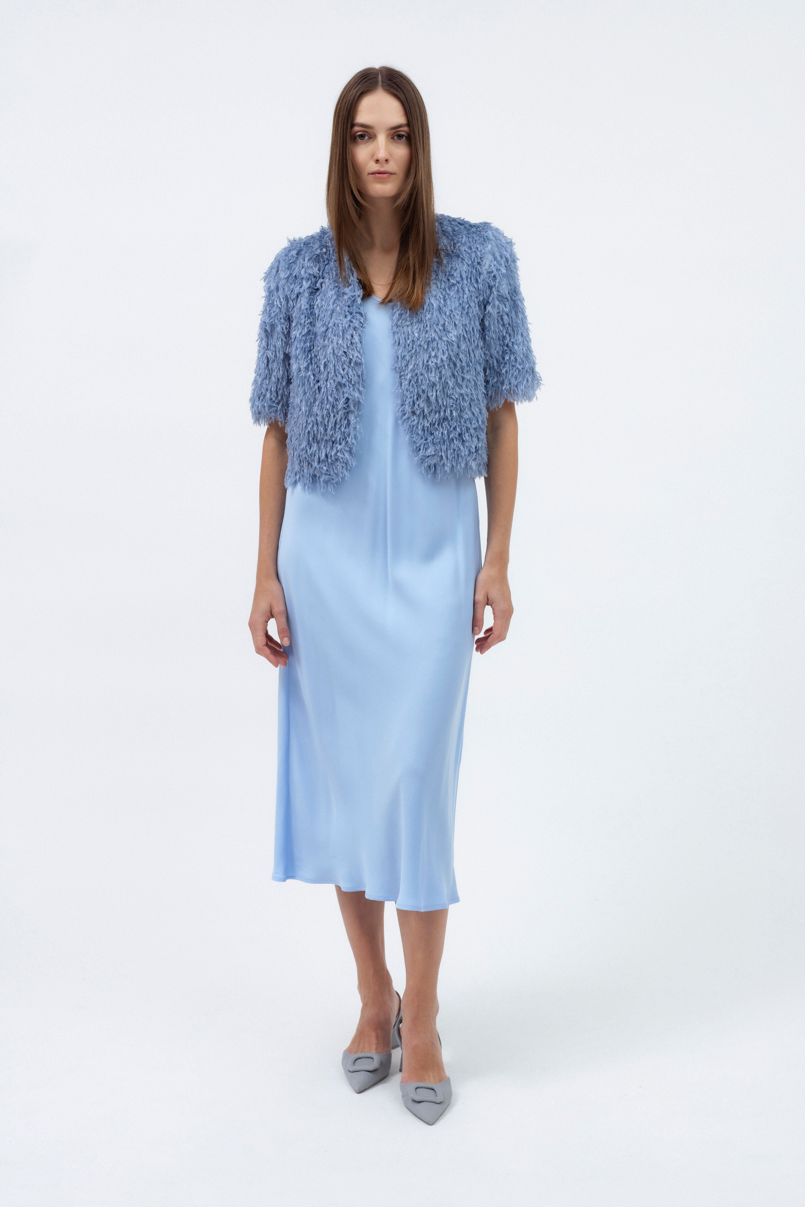 メンズウェア Sqoud Grid Cropped Jacket blue BLUE TEXTURED CROPPED JACKET – InAvati