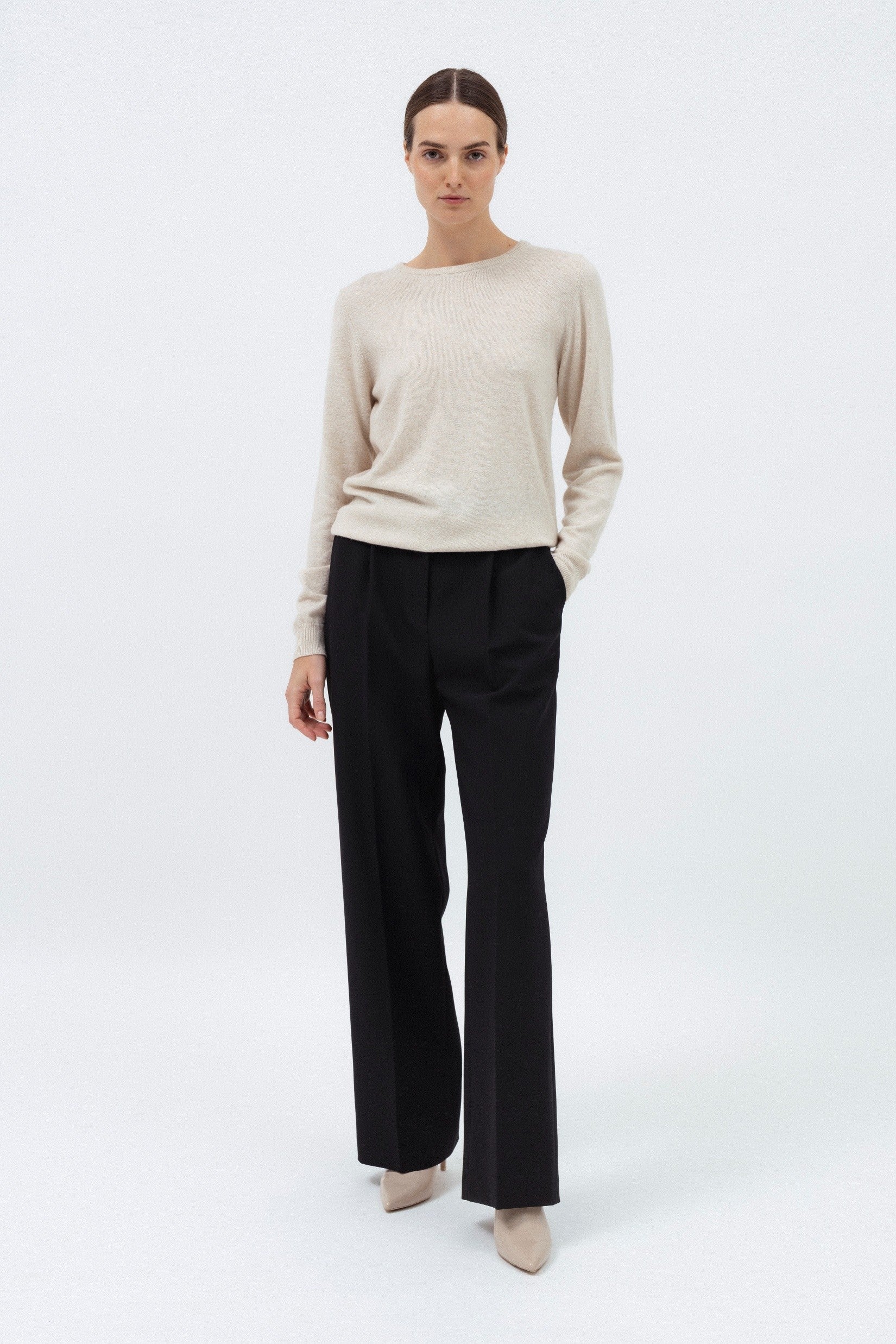 BEIGE SWEATER WITH WOOL