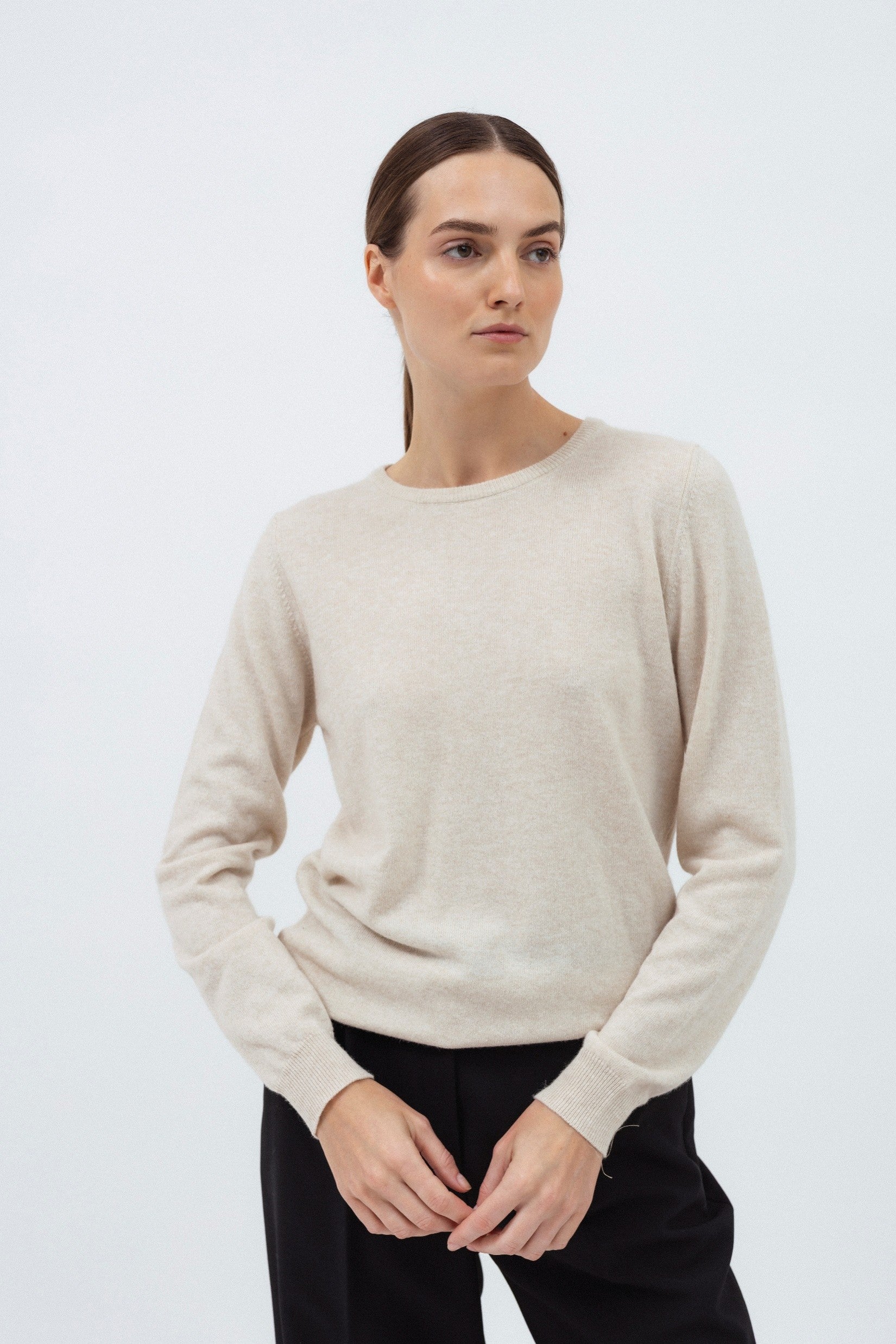 BEIGE SWEATER WITH WOOL