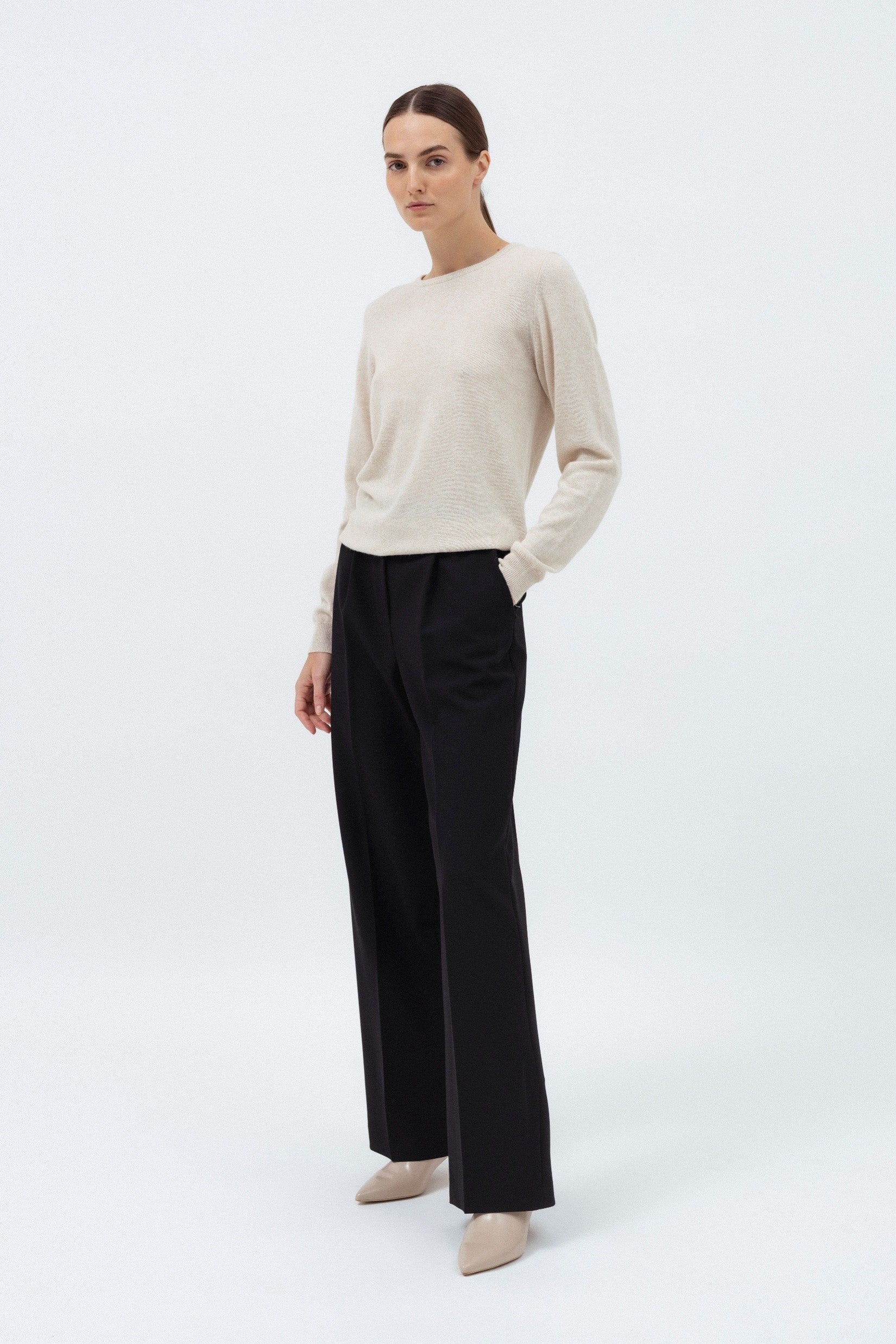 BEIGE SWEATER WITH WOOL